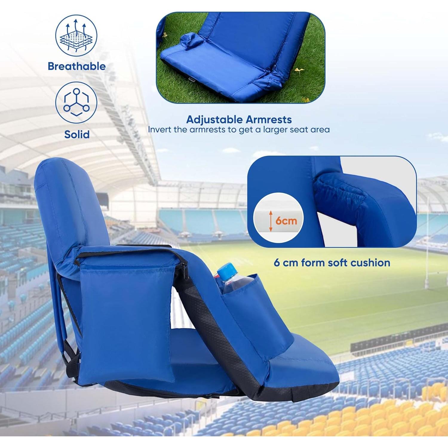 Silla de Estadio Plegable FANTAWESO Azul 63.5 cm 6 Reclinaciones