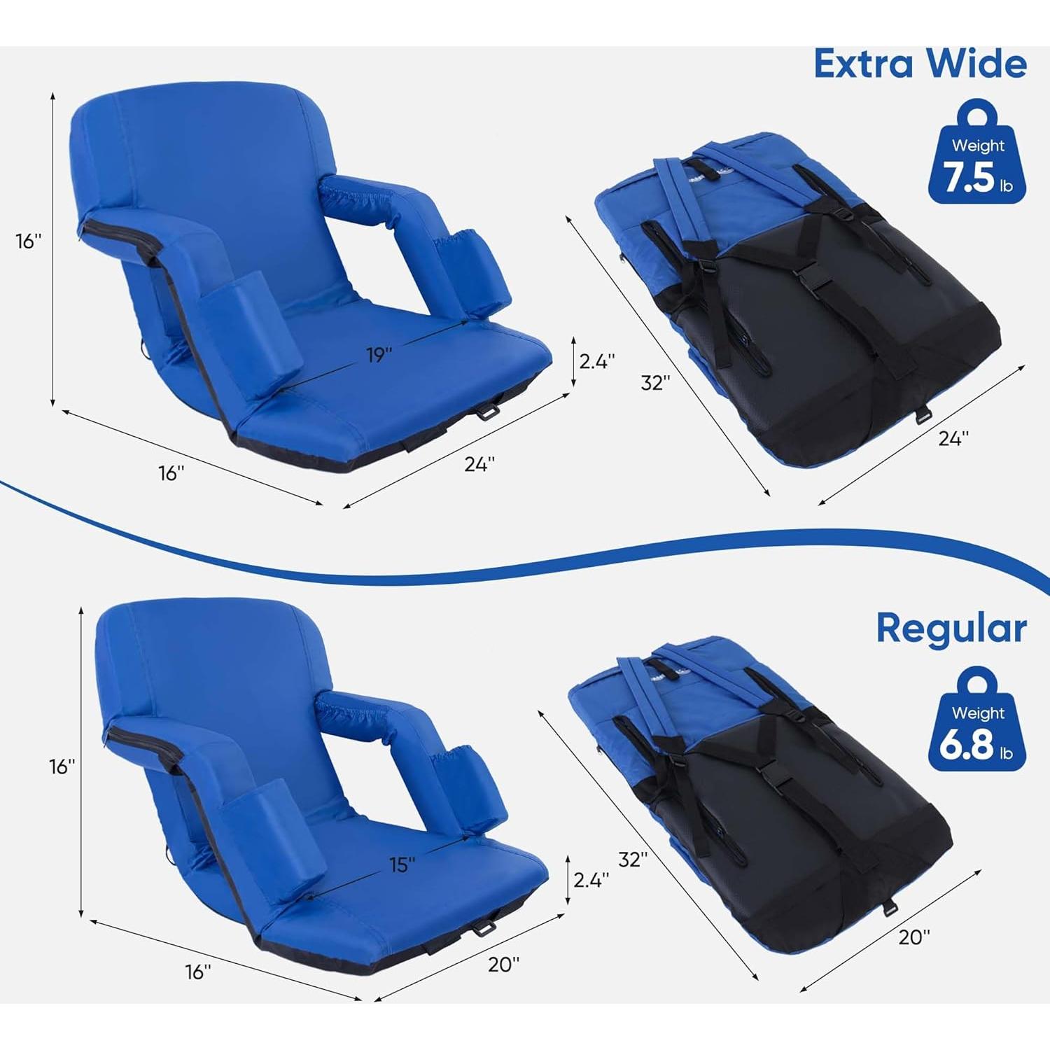 Silla de Estadio Plegable FANTAWESO Azul 63.5 cm 6 Reclinaciones