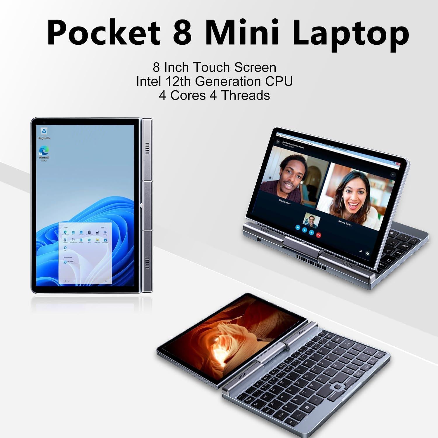 Laptop Mini 2-en-1 Crelander 8" Táctil 12GB 1TB SSD