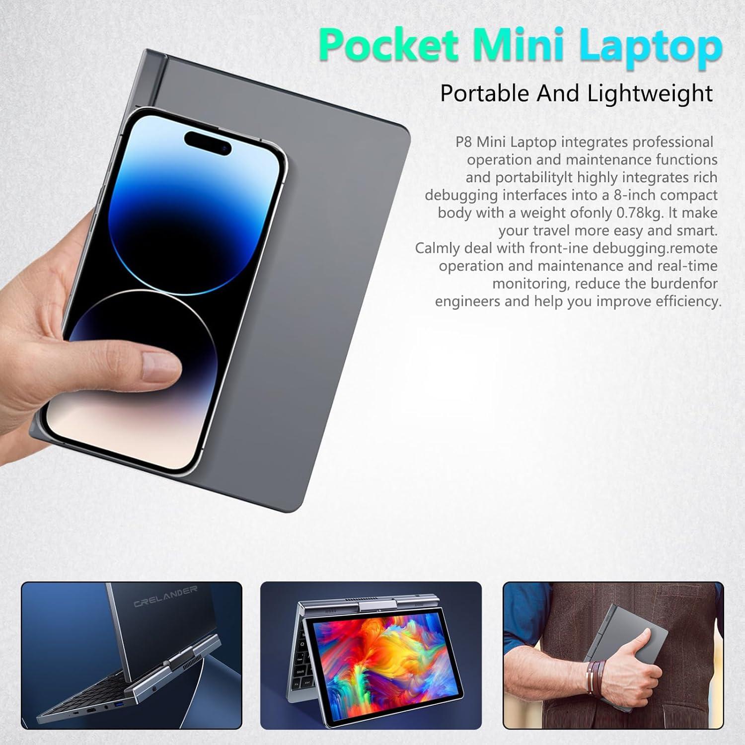 Laptop Mini 2-en-1 Crelander 8" Táctil 12GB 1TB SSD