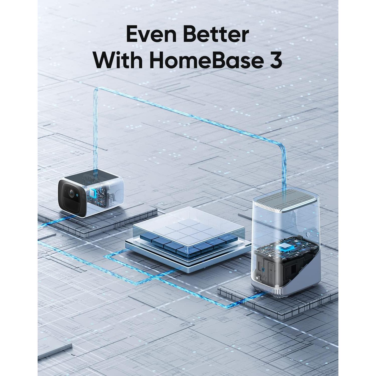 eufy Security SoloCam S220, Solar Security Camera, Wireless Outdoor Camera, Continuous Power, 2K Resolution, Wireless, 2.4 GHz Wi-Fi, No Monthly Fee, HomeBase 3 Compatible (Renewed)