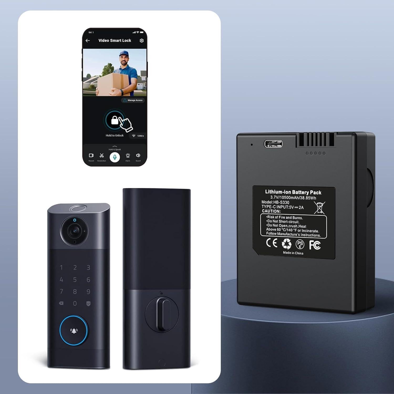 Batería Recargable 10500mAh para Cerradura eufy S330 S230