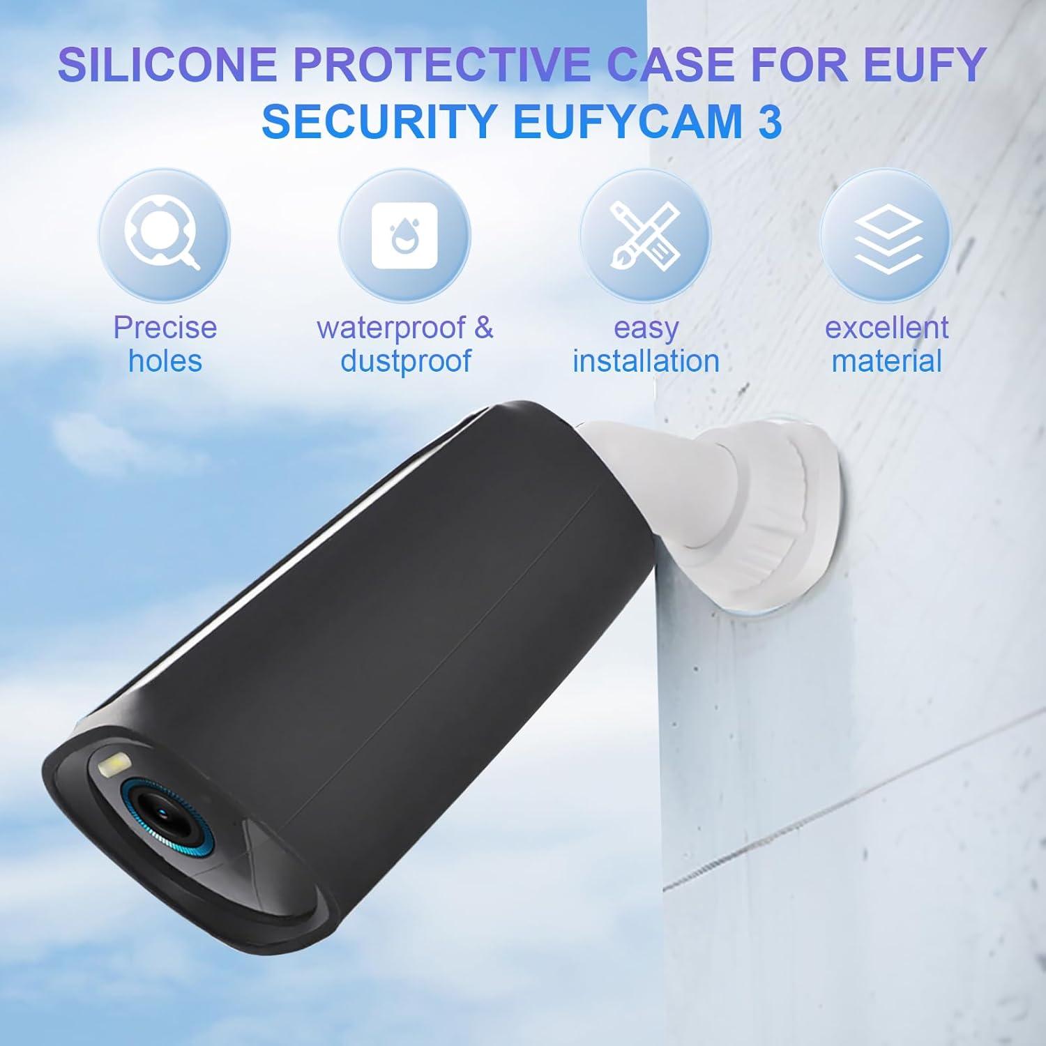 for EufyCam 3 Case Cover Waterproof & Dustproof Silicone Protective Camera Skin for Eufy Security S330 EufyCam 3 (2-Pack)