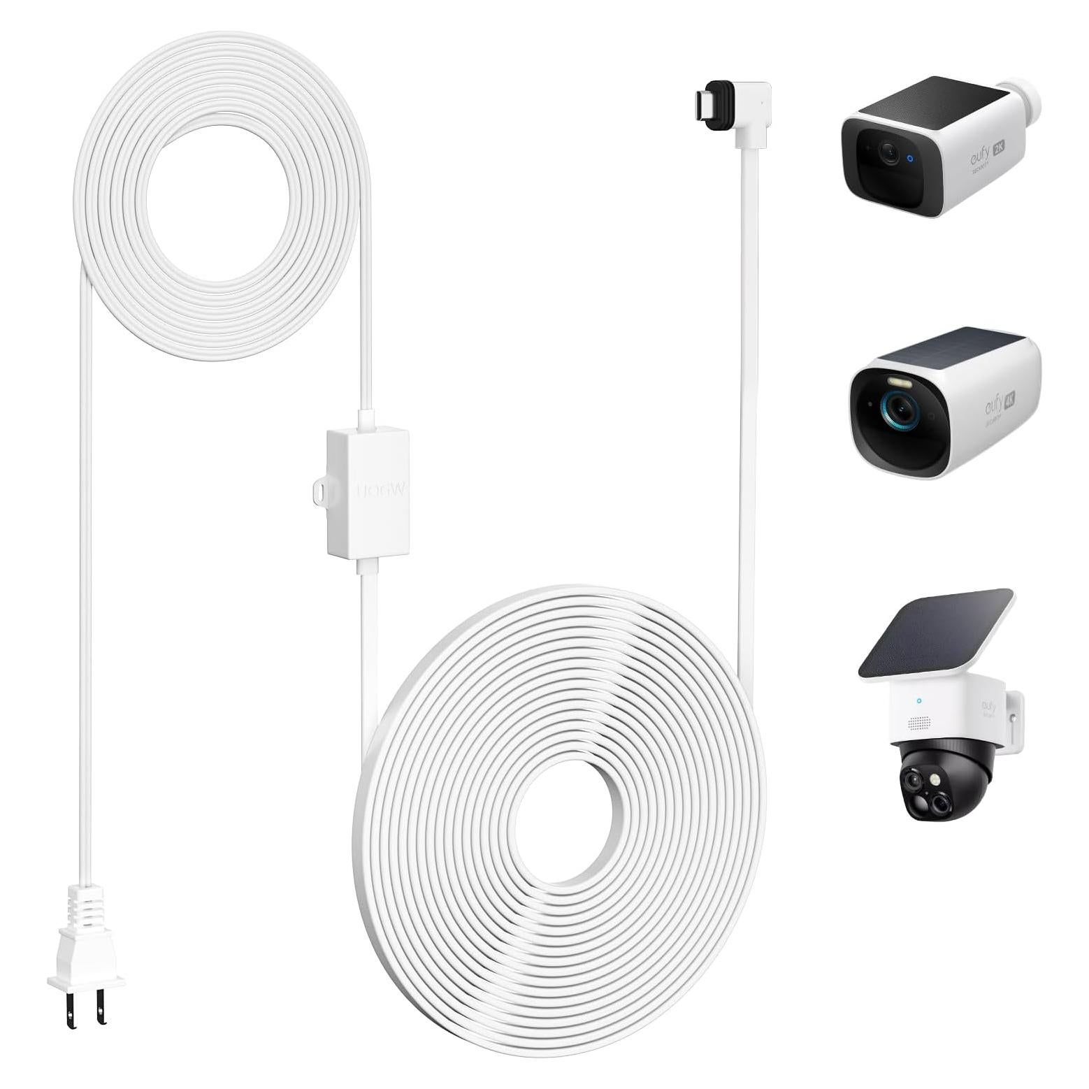 Adaptador de corriente Uogw 9m para cámaras eufy con carga tipo C