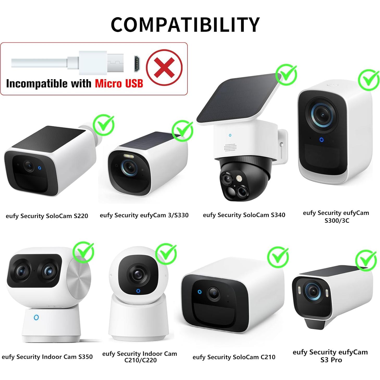 Cable de Alimentación 7.62m Goldtime para eufy SoloCam y eufyCam