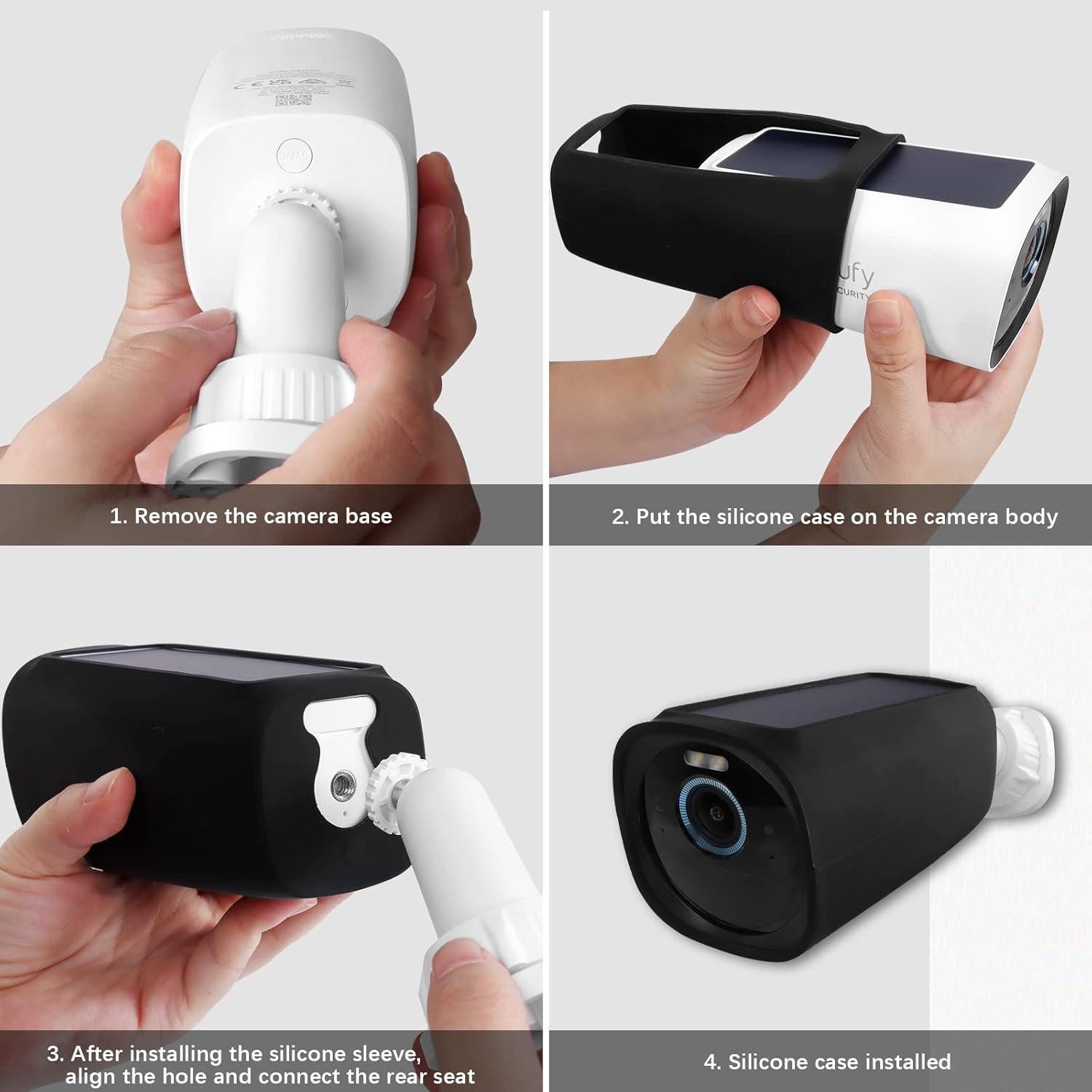 Protective Silicone Cover for Eufy Cam 3（eufy cam s330）, Easy to Install Protective Silicone Case for Water-Proof and Anti-UV(2 Pack,Black)