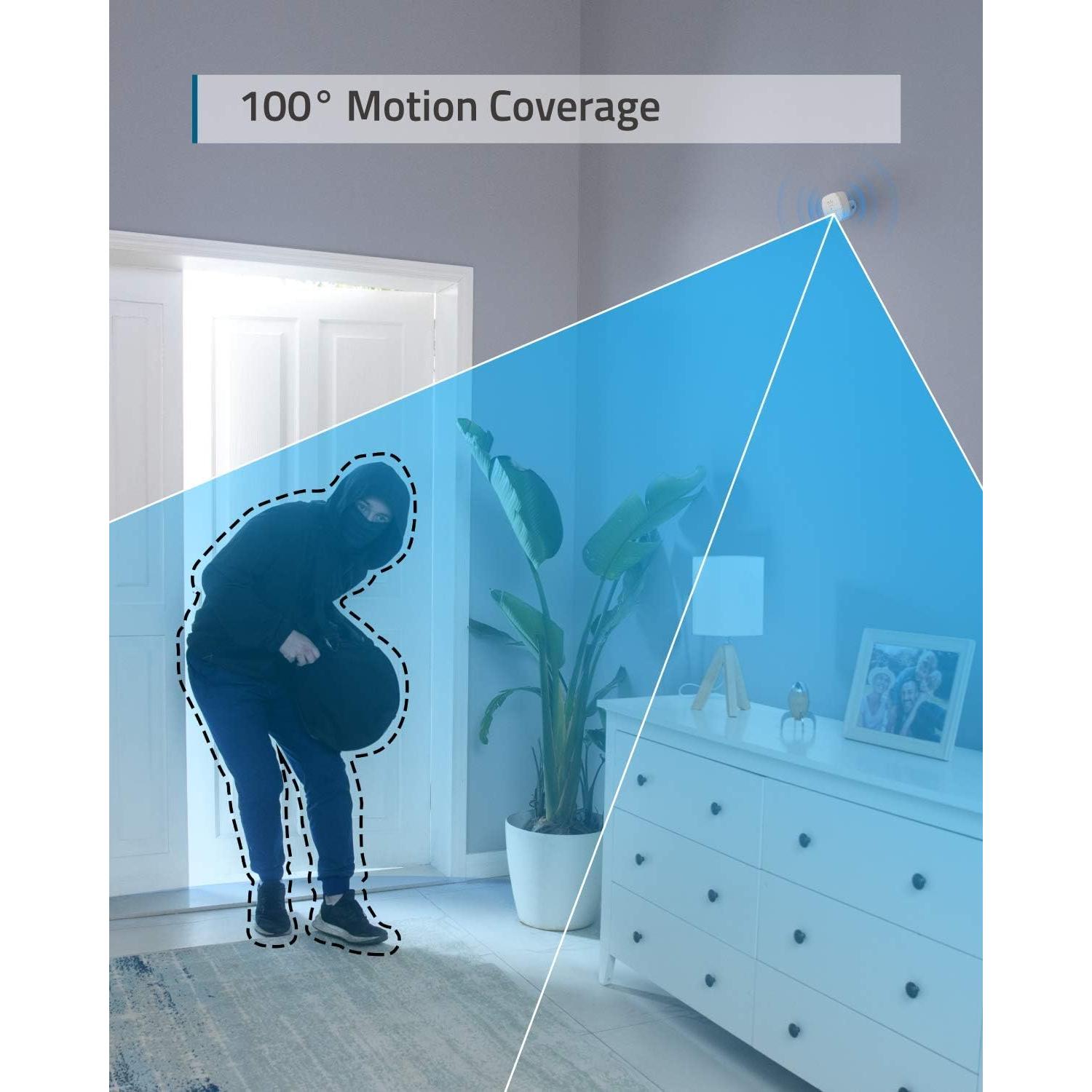 eufy Security Home Alarm System Motion Sensor, 100° Coverage, 30ft Detection Range, 2-Year Battery Life, Requires eufy Security HomeBase, Links with HomeBase-Connected Devices (Renewed)