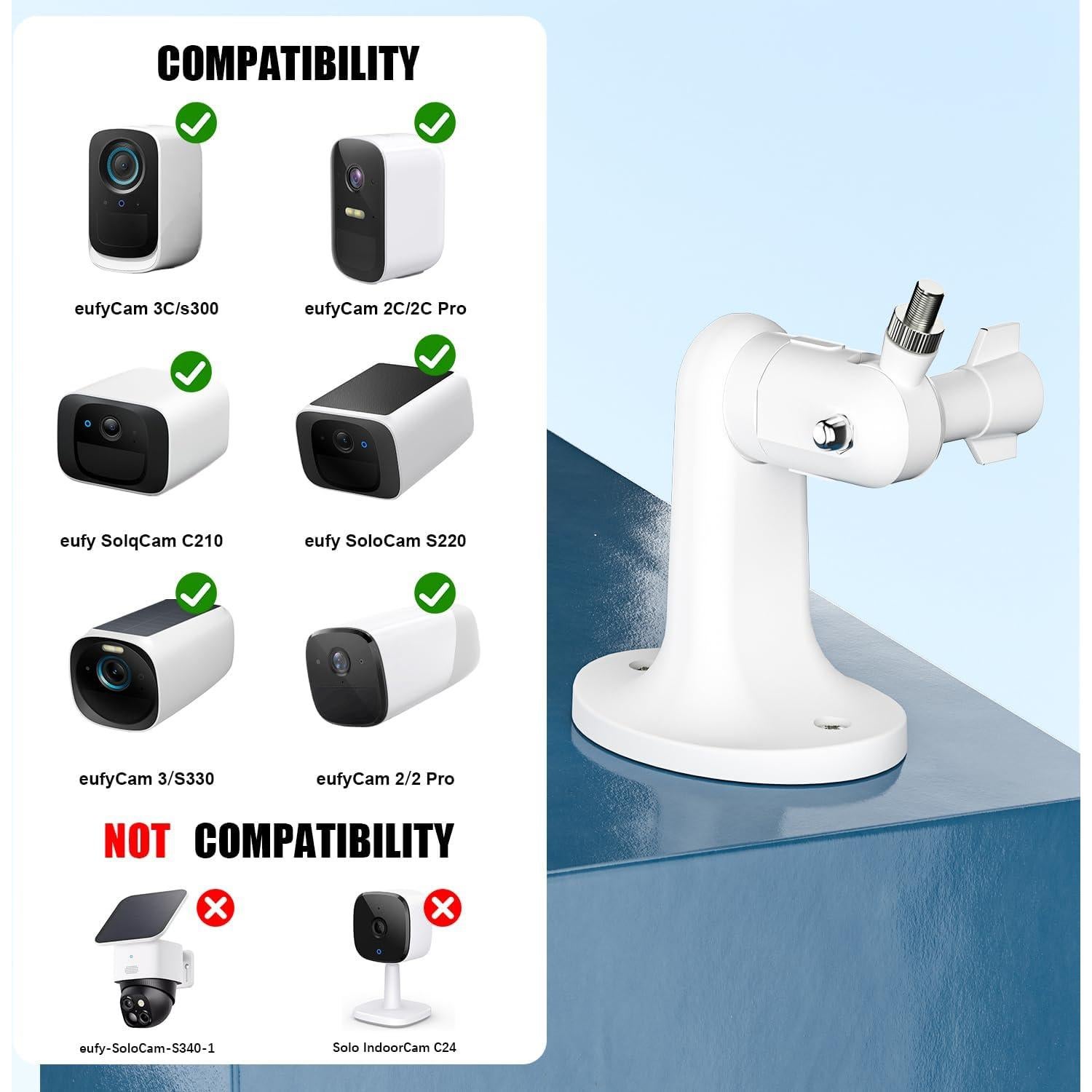 Soporte de Pared Ajustable 360° Didalo para eufyCam 2C/2C Pro