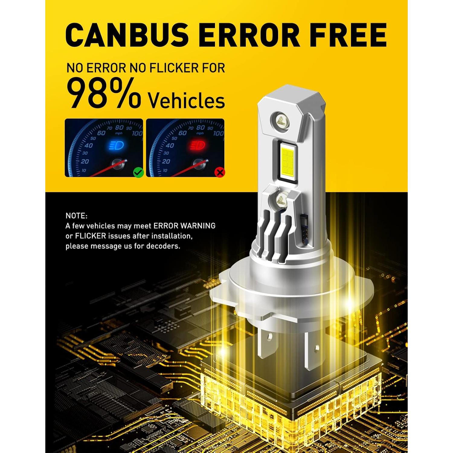 Bombillas LED H7 AUXITO 350% Brillantes 6500K Paquete de 2