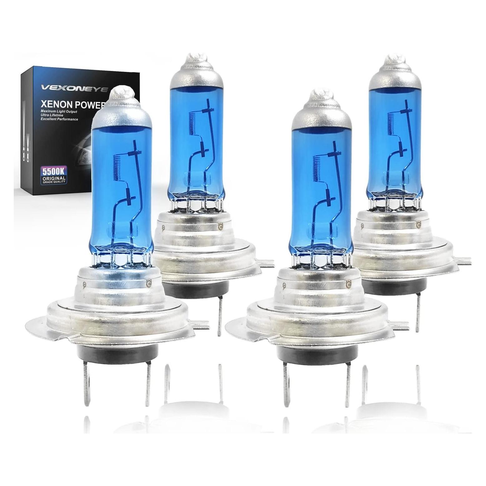 Paquete de 4 Bombillas Halógenas H7 12V 55W VEXONEYE 5000K