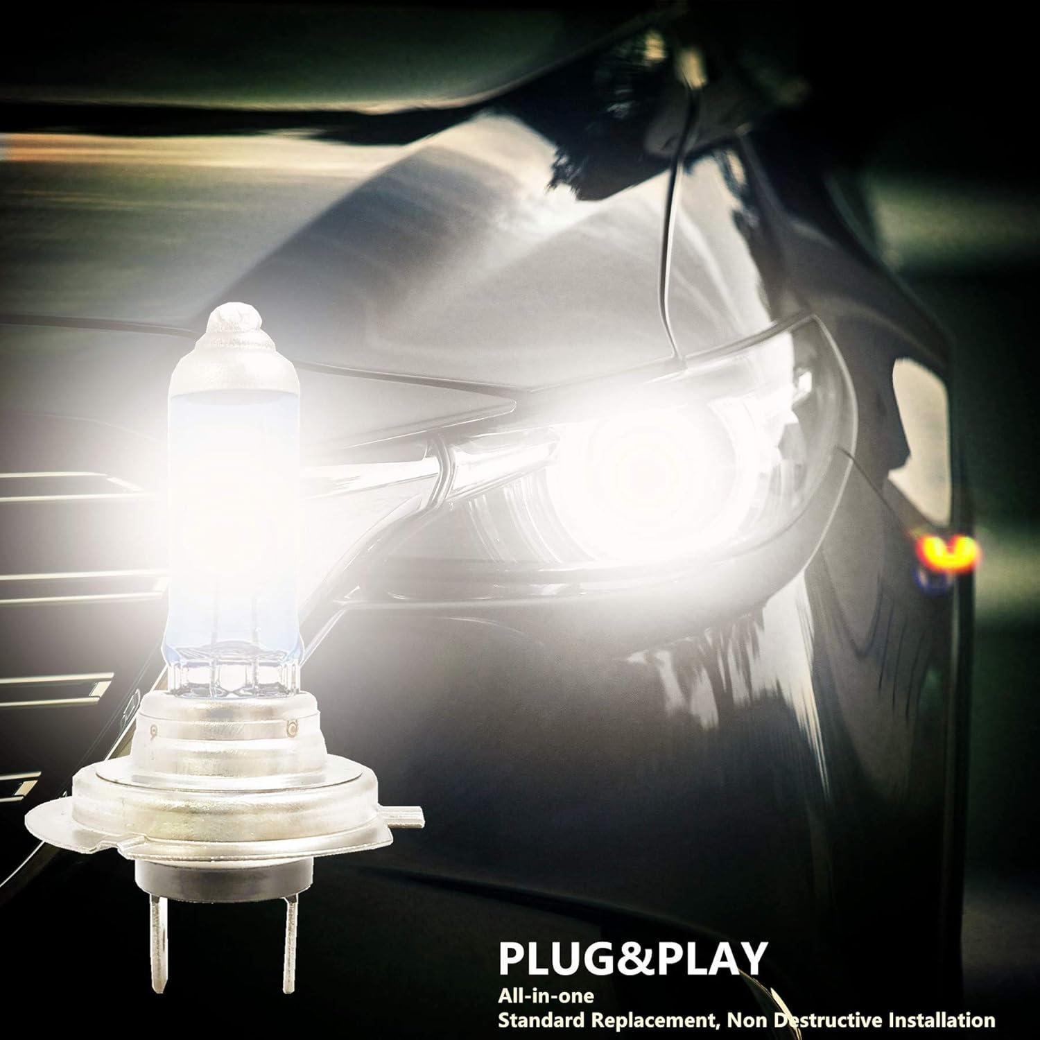 Paquete de 4 Bombillas Halógenas H7 12V 55W VEXONEYE 5000K