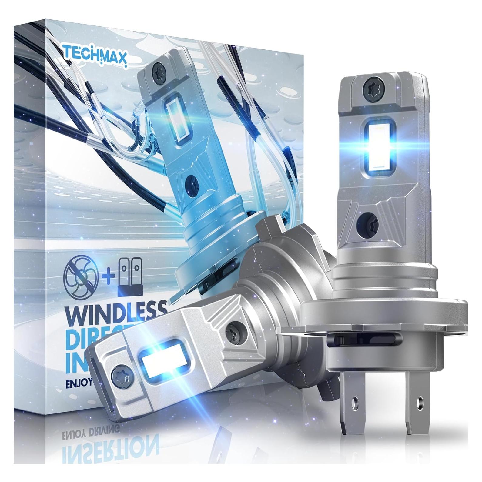 TECHMAX H7 Light Bulb, 6500K Xenon White 600% Extremely Bright No Adapter Required 1:1 Mini Size Fanless H7 Fog Light - Pack of 2