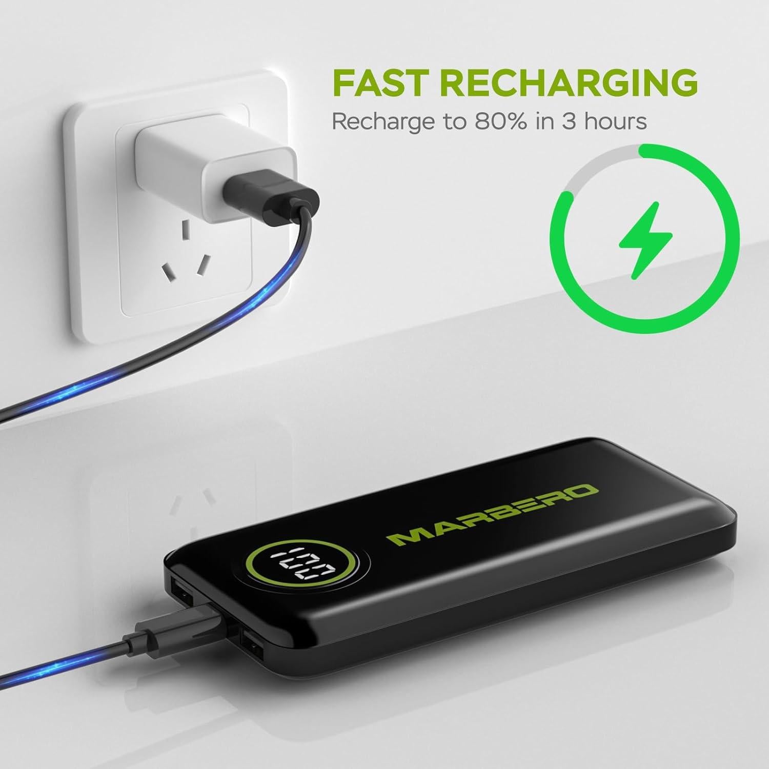 Cargador Portátil MARBERO V18 10000mAh USB-C 5V/2A Negro