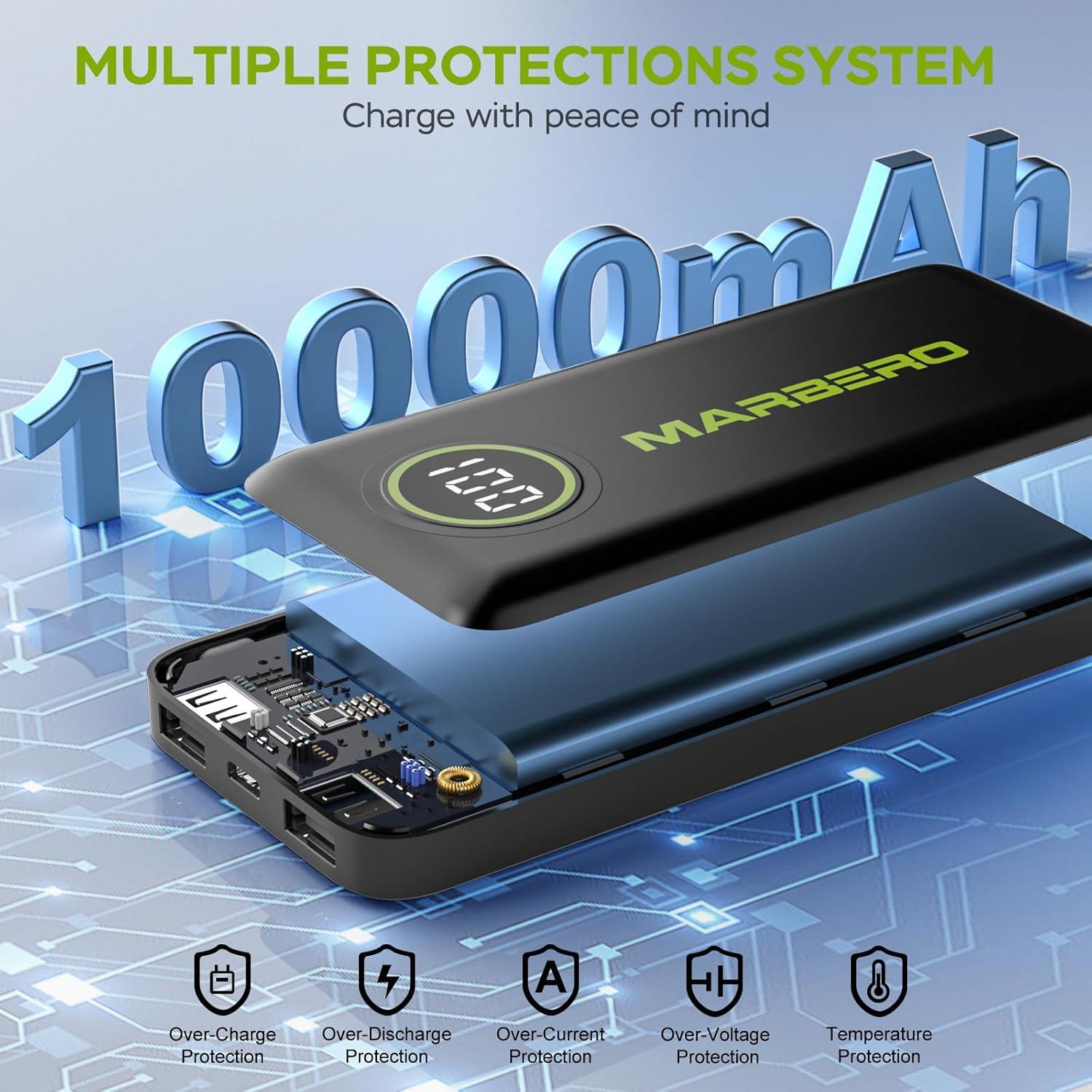 Cargador Portátil MARBERO V18 10000mAh USB-C 5V/2A Negro