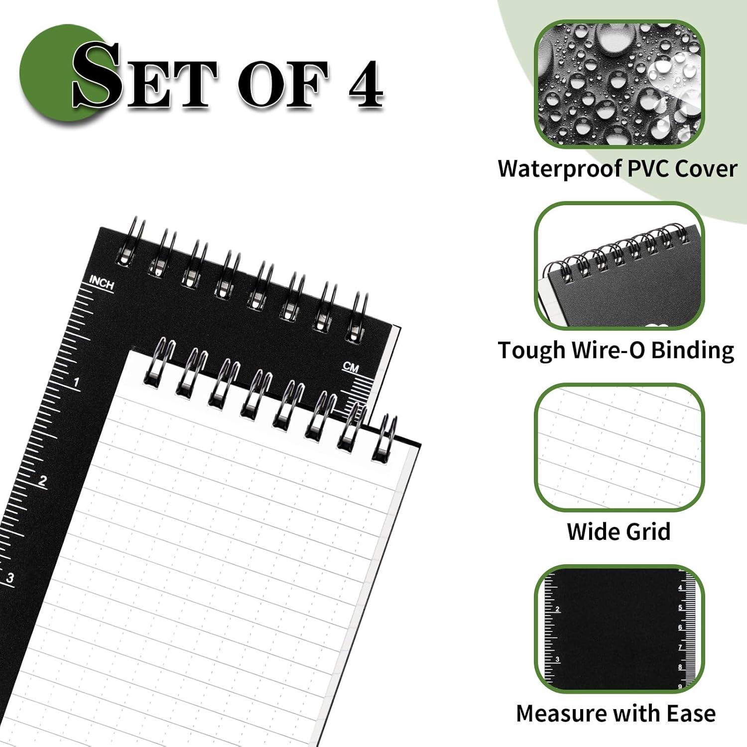 Cuaderno Impermeable COIDEA 3x5" Paquete de 4 Notas Negras