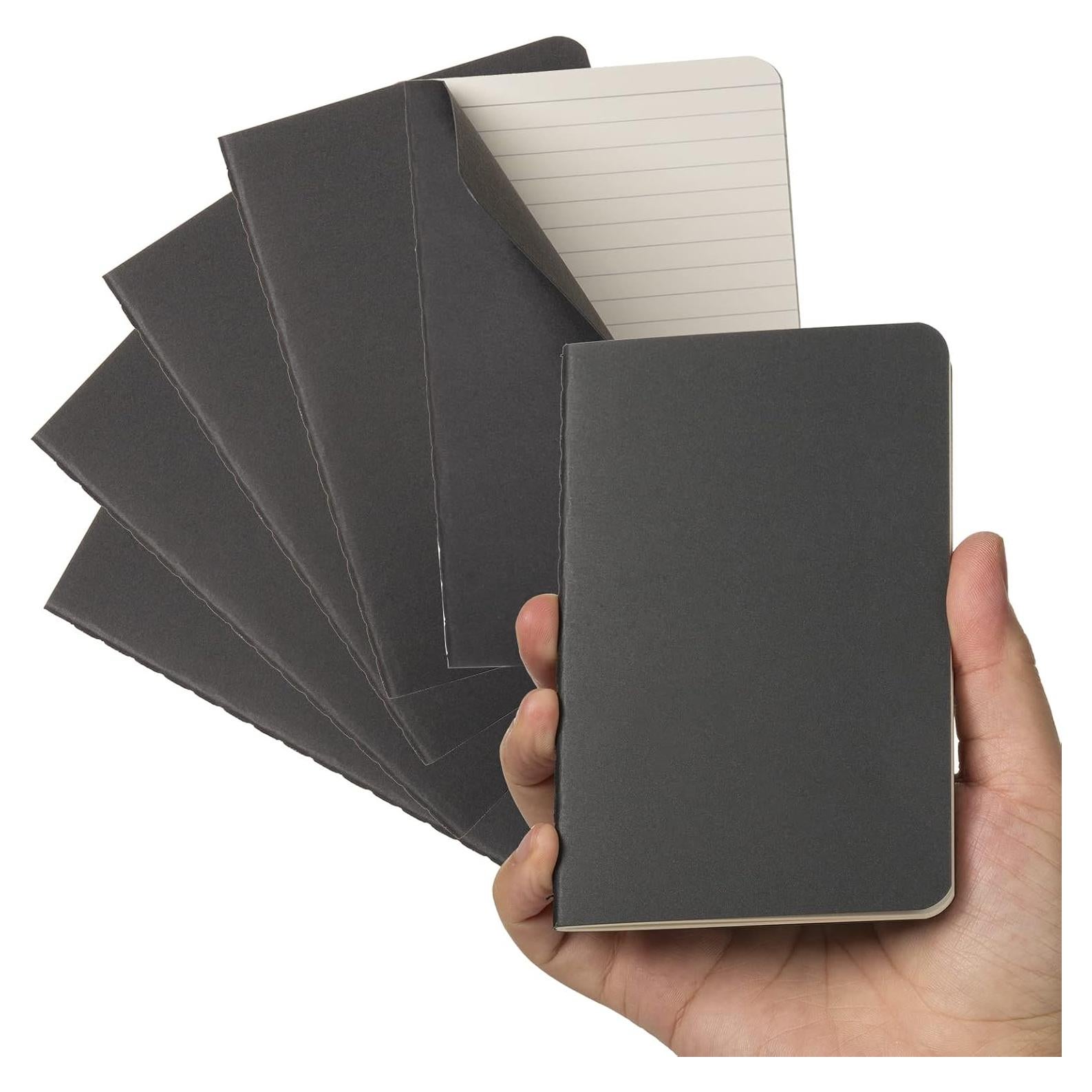 Cuaderno de bolsillo TWONE A6, 6 unidades, tapa blanda negra