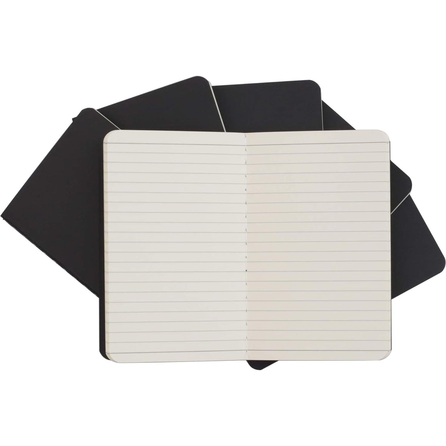 Cuaderno de bolsillo TWONE A6, 6 unidades, tapa blanda negra