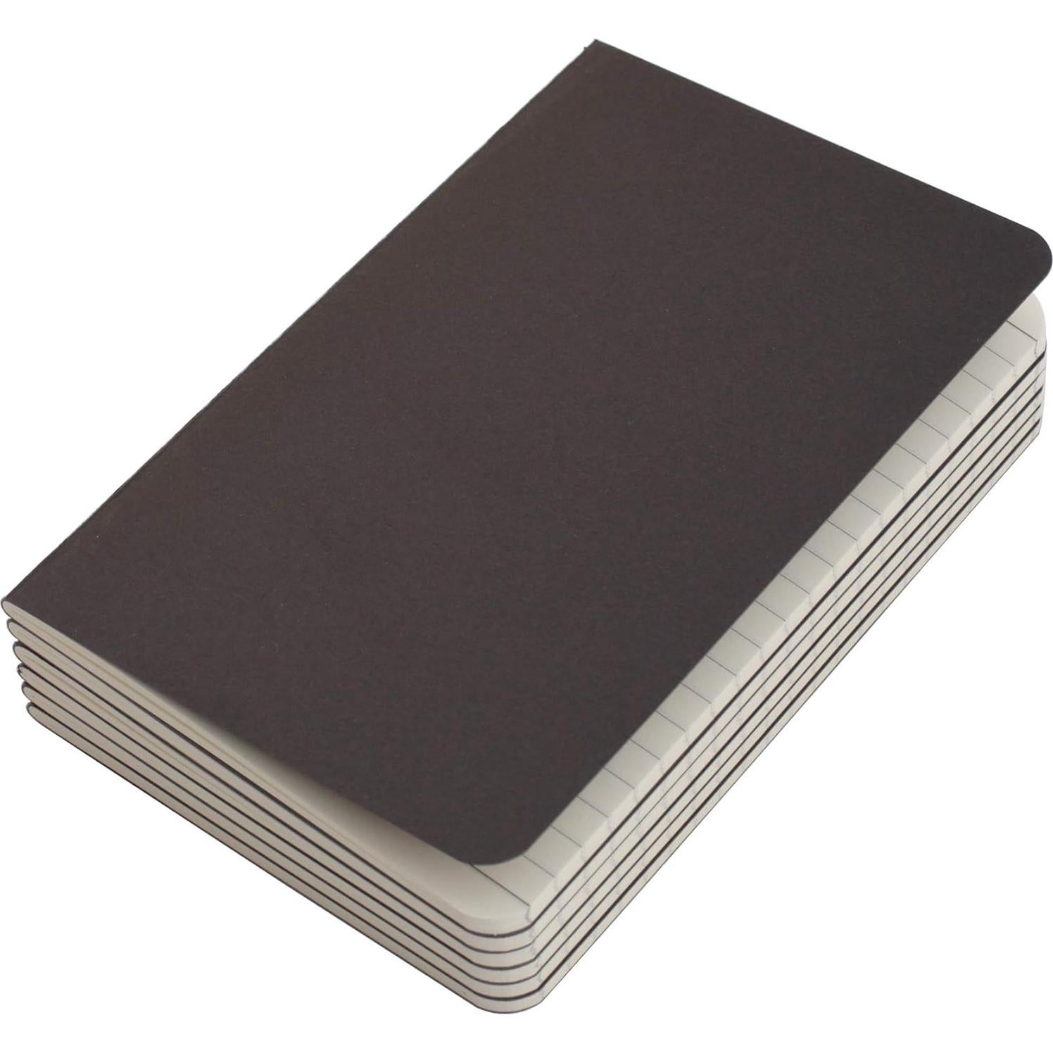 Cuaderno de bolsillo TWONE A6, 6 unidades, tapa blanda negra