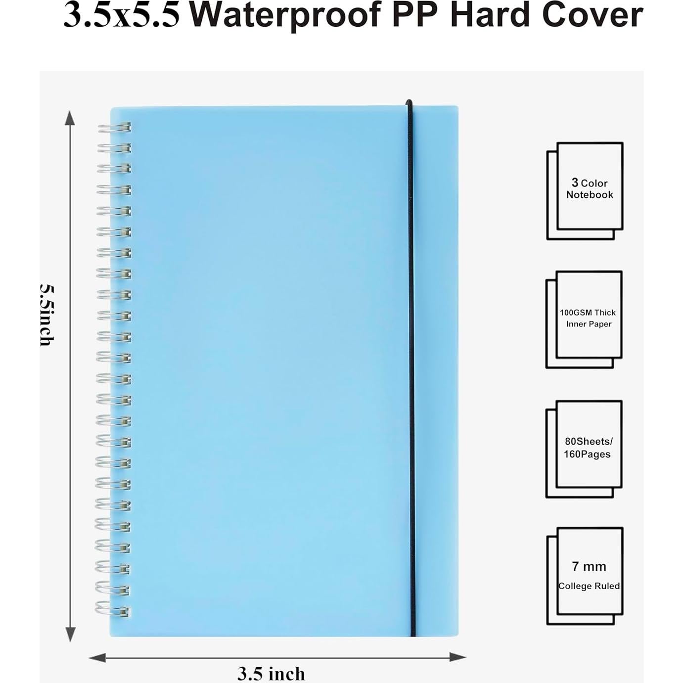 Paquete de 3 Cuadernos Espirales MSTONAL 10.9x14.5cm Rayados