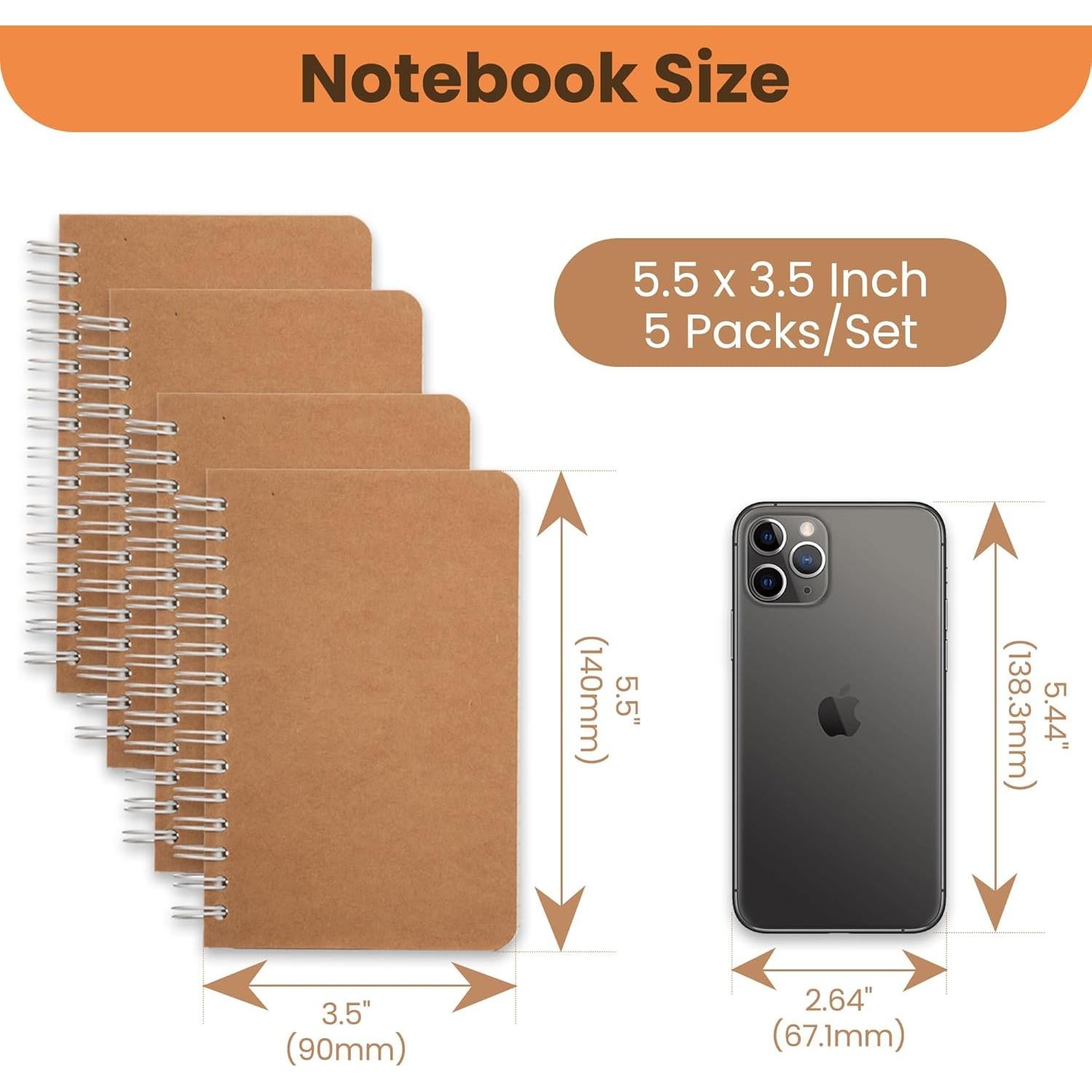 Cuaderno Espiral TWONE A6 Rayado 5 Piezas 180 Páginas 8.9x14 cm