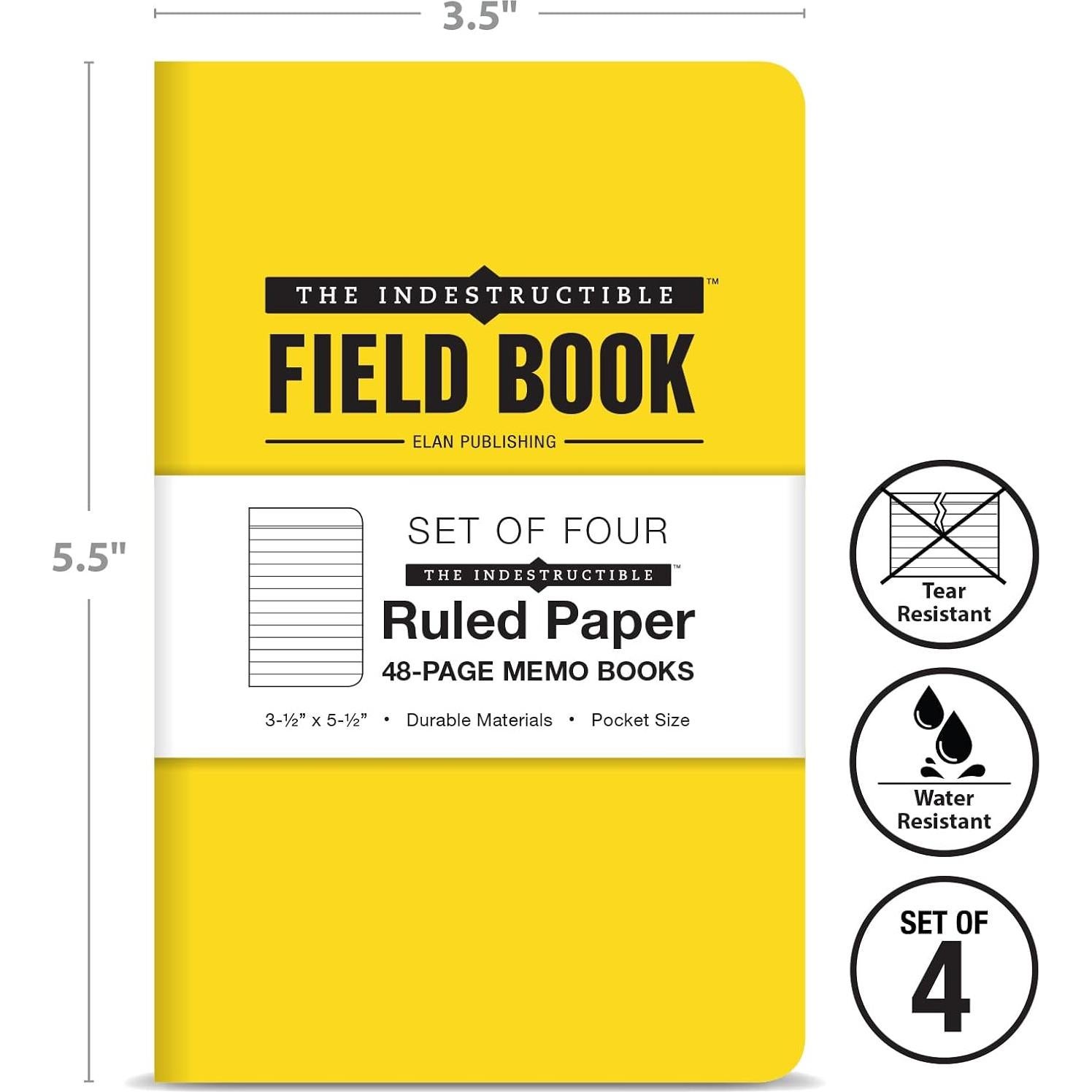 Cuaderno de Campo Indestructible Elan Publishing 4 Piezas 8.9x14cm