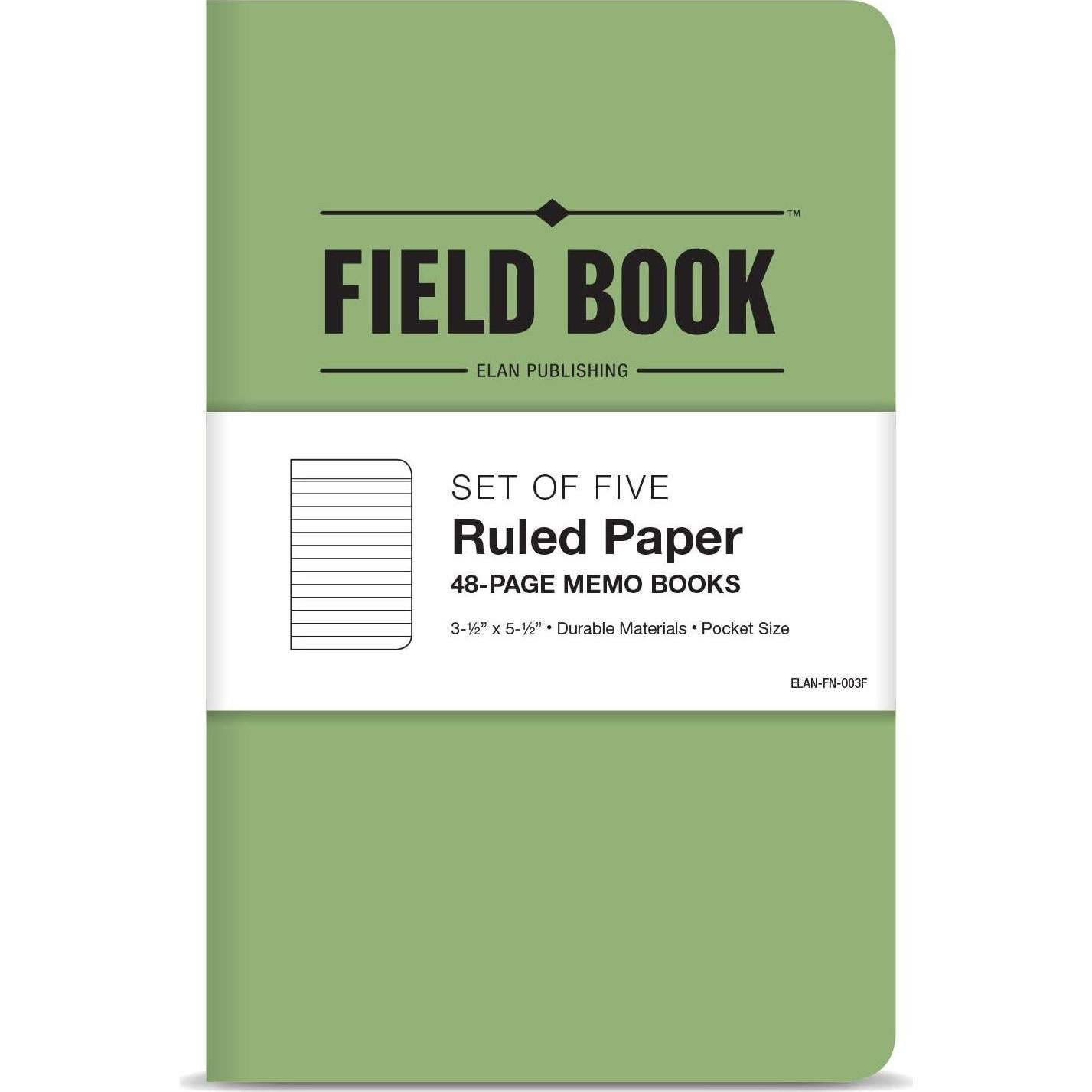 Cuaderno de Campo Elan Publishing Verde Rayado - Paquete de 5