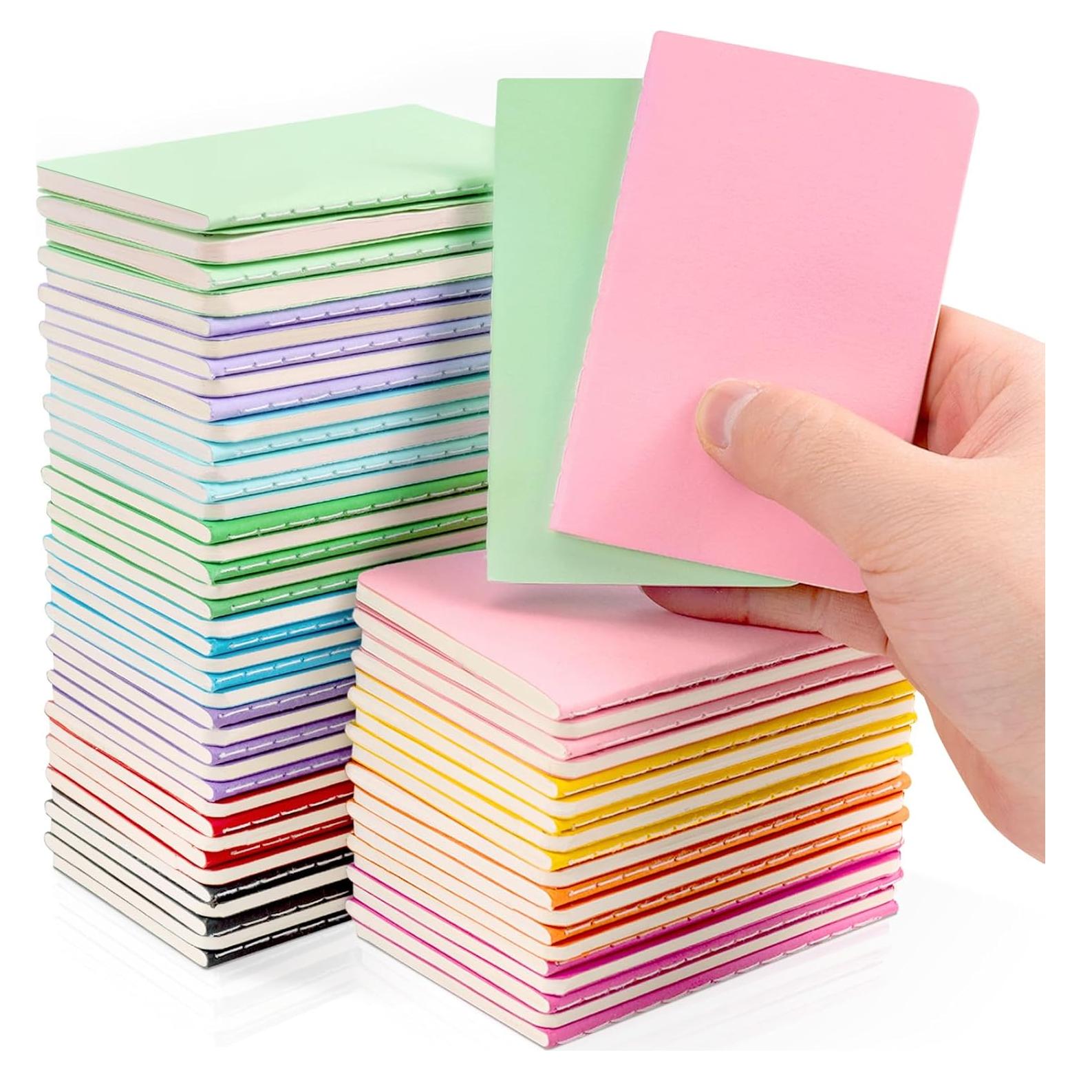 Dynta 60 Packs Pocket Notebook 2.5" x 4" Mini Notebooks Bulk Thread Stitching Small Notebook Portable Cute Tiny Lined Notepad for Gift, Journal, Traveling (12 Colorful Covers, 30 Sheets/60 Pages)