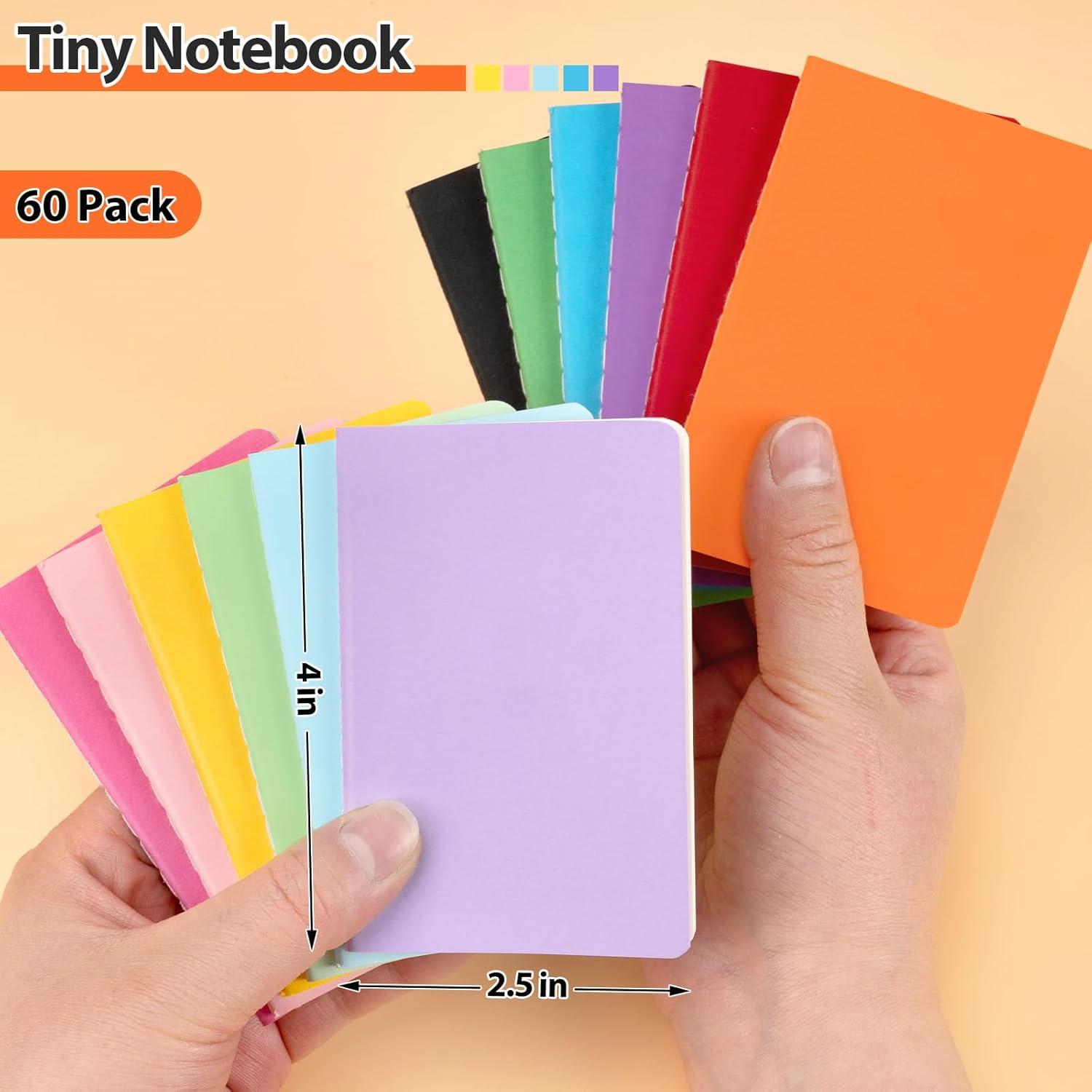Dynta 60 Packs Pocket Notebook 2.5" x 4" Mini Notebooks Bulk Thread Stitching Small Notebook Portable Cute Tiny Lined Notepad for Gift, Journal, Traveling (12 Colorful Covers, 30 Sheets/60 Pages)