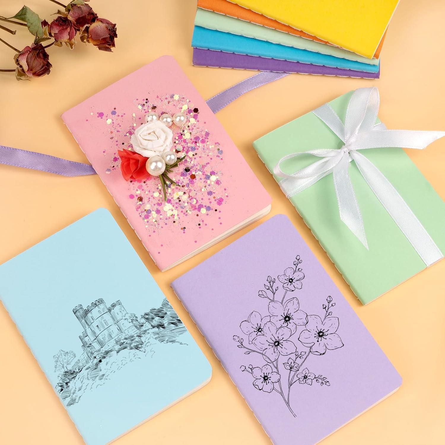 Dynta 60 Packs Pocket Notebook 2.5" x 4" Mini Notebooks Bulk Thread Stitching Small Notebook Portable Cute Tiny Lined Notepad for Gift, Journal, Traveling (12 Colorful Covers, 30 Sheets/60 Pages)