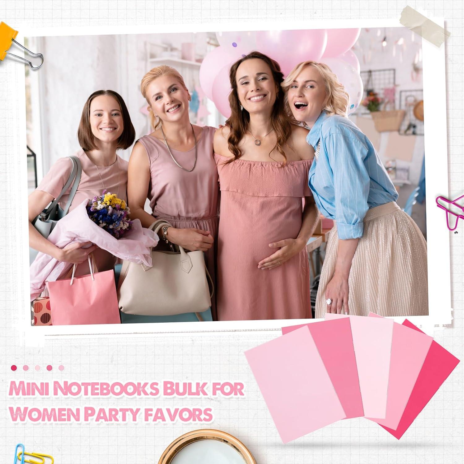 Eaasty 20 Set Mini Notebooks with Ballpoint Pens Bulk Small Pocket Notepads Gradual Color Composition Journals and Pens for School Supplies Writing Notebooks for Office(Pink Series Colors)