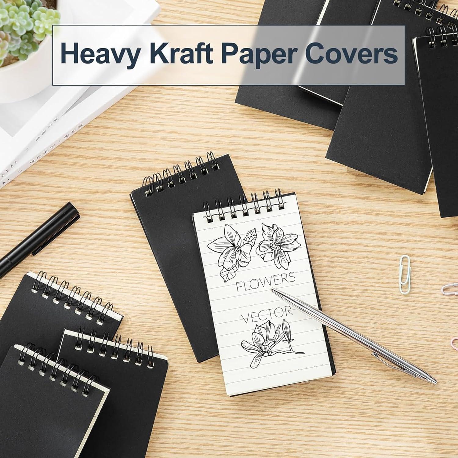 Tenceur 6 Pcs Pocket Notebook Bulk Small 3x5 Inch Spiral Notepads Mini Top Bound Spiral Notebook With Lined Pages 120 Pages Ruled Journals Memo Pads for Home Office College Work School (Black)