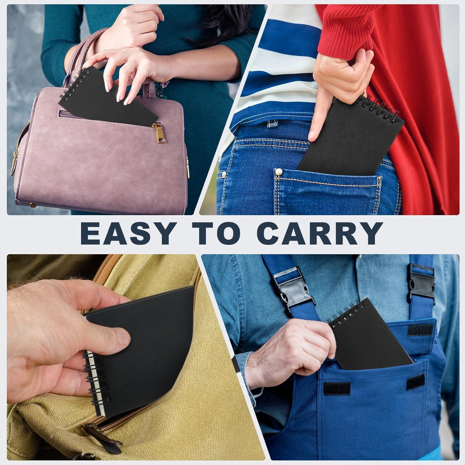 Tenceur 6 Pcs Pocket Notebook Bulk Small 3x5 Inch Spiral Notepads Mini Top Bound Spiral Notebook With Lined Pages 120 Pages Ruled Journals Memo Pads for Home Office College Work School (Black)