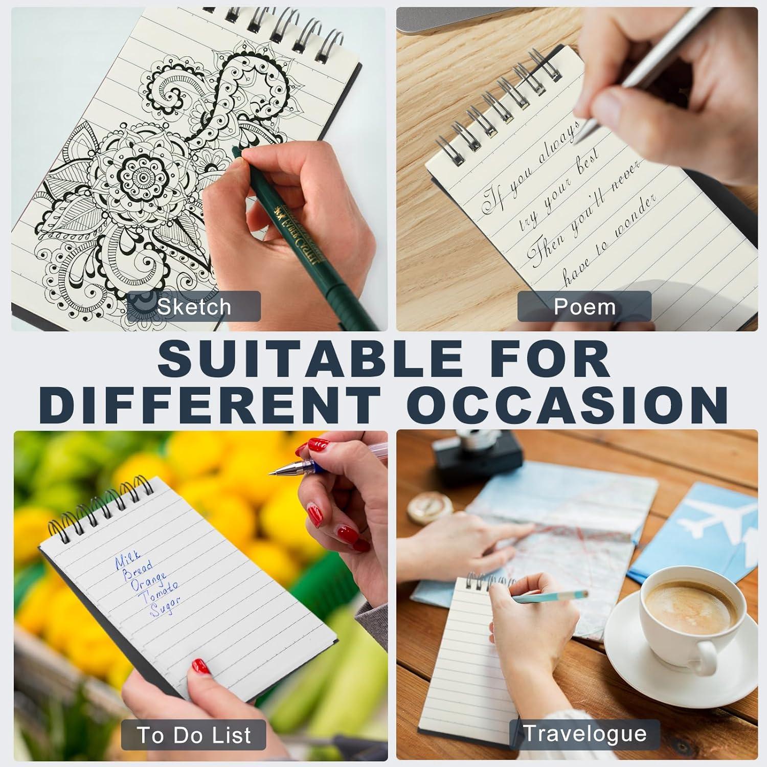 Tenceur 6 Pcs Pocket Notebook Bulk Small 3x5 Inch Spiral Notepads Mini Top Bound Spiral Notebook With Lined Pages 120 Pages Ruled Journals Memo Pads for Home Office College Work School (Black)