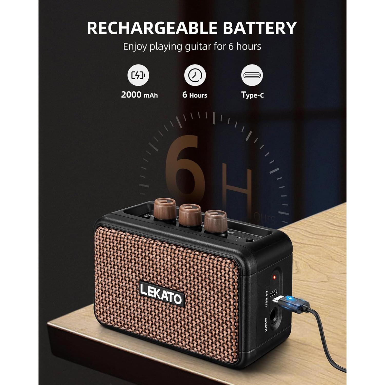Amplificador de guitarra eléctrica LEKATO AG-04 Bluetooth 5W