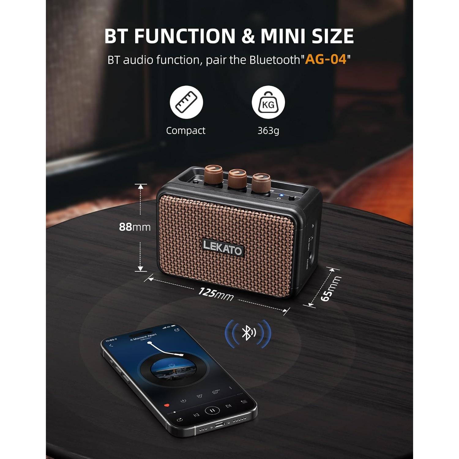 Amplificador de guitarra eléctrica LEKATO AG-04 Bluetooth 5W