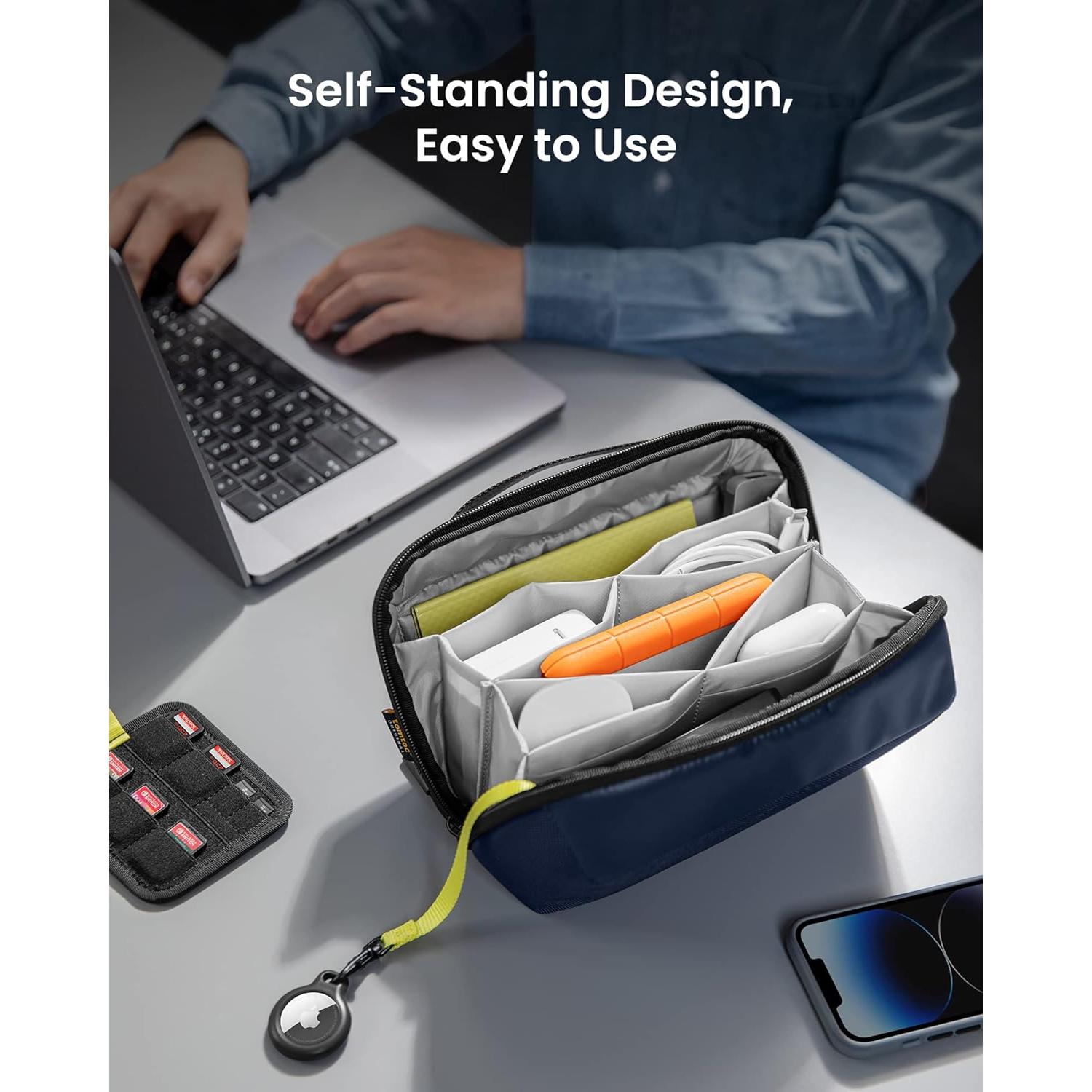 Bolsa Organizadora Electrónica tomtoc M Azul Marino 26x15cm