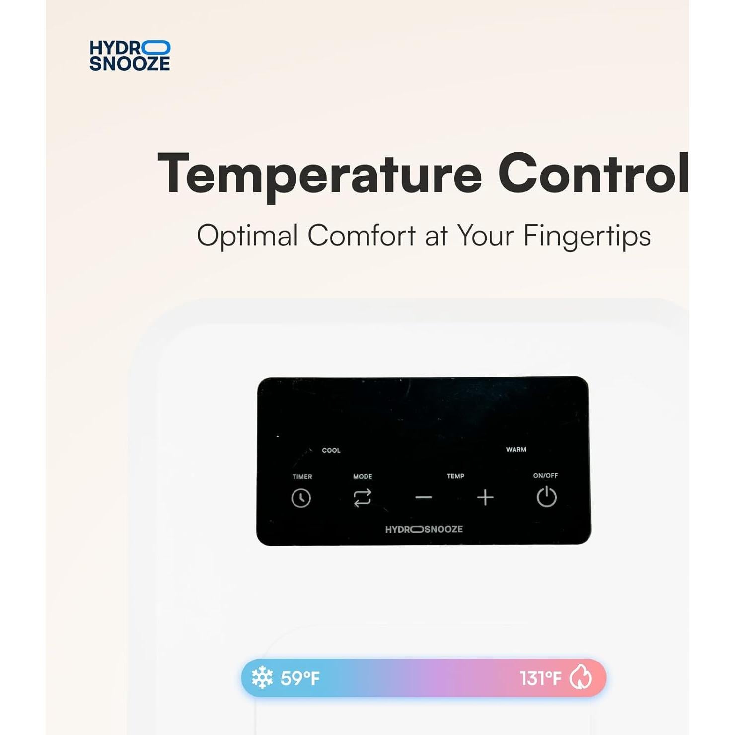 HydroSnooze Water Cooling & Heating Mattress Pad, Temperature Control Bed Cooling System, Cool Mattress Topper for Hot Sleepers,Temp Range of 59-131°F, Half Queen (30" x 79") w/Remote Control