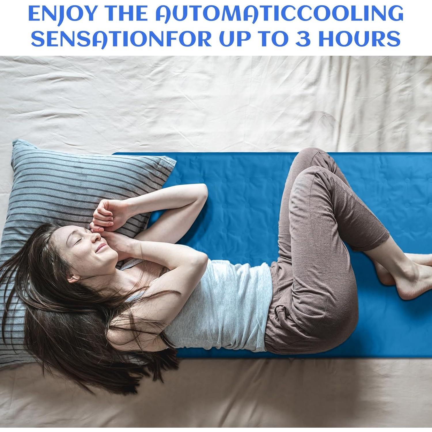 Cooling Pad Mat for Sleep, 48 x 28 Inch Cooling Gel Mattress Pad for Bed, Relieve Pain, Summer Hot Flashes, Adult, Pets, No Water or Electricity Required(Blue)