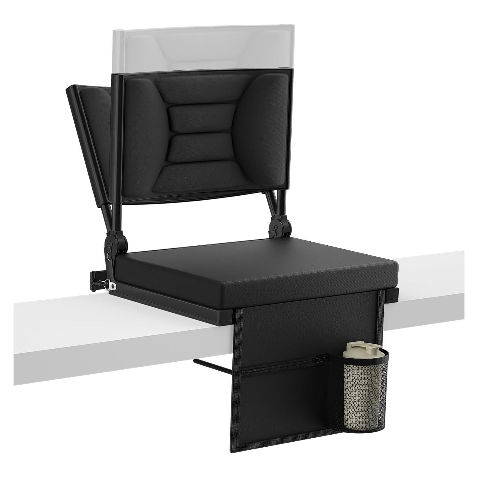 Stadium Seats with Back Support Bleacher Chairs with Back and Cushion, Upgraded Comfy Stadium Chairs for Bleachers with 2 Height Back Support, Foldable Portable Bleacher Seats with Backs and Cushion