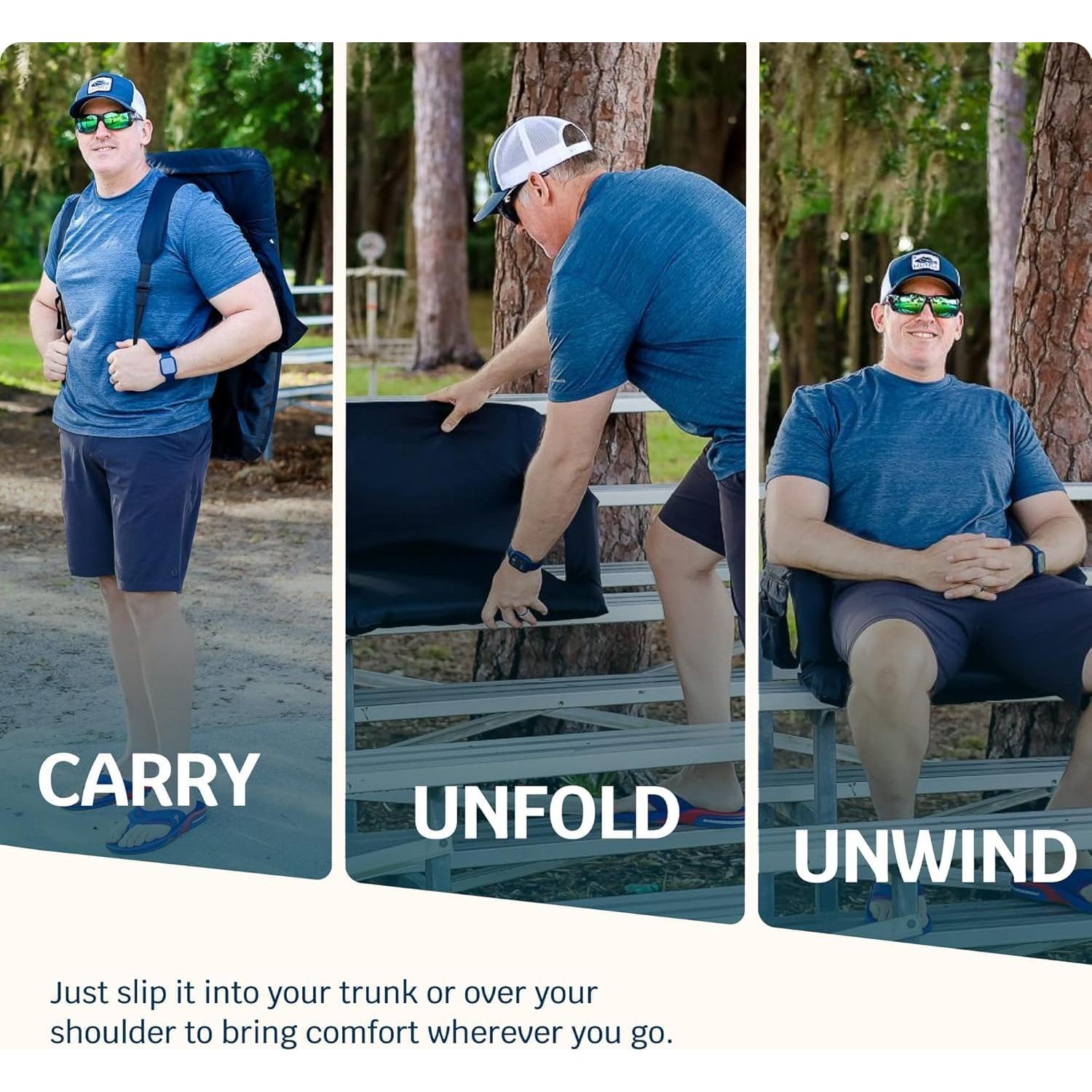 Heated Reclining Stadium Seat for Bleachers – Wide Bleacher Chair with Back Support and Cushion, Armrests, Side Pockets, & Hook – Stadium Seats Chairs for Camping, Kayak, Paddle Board & More