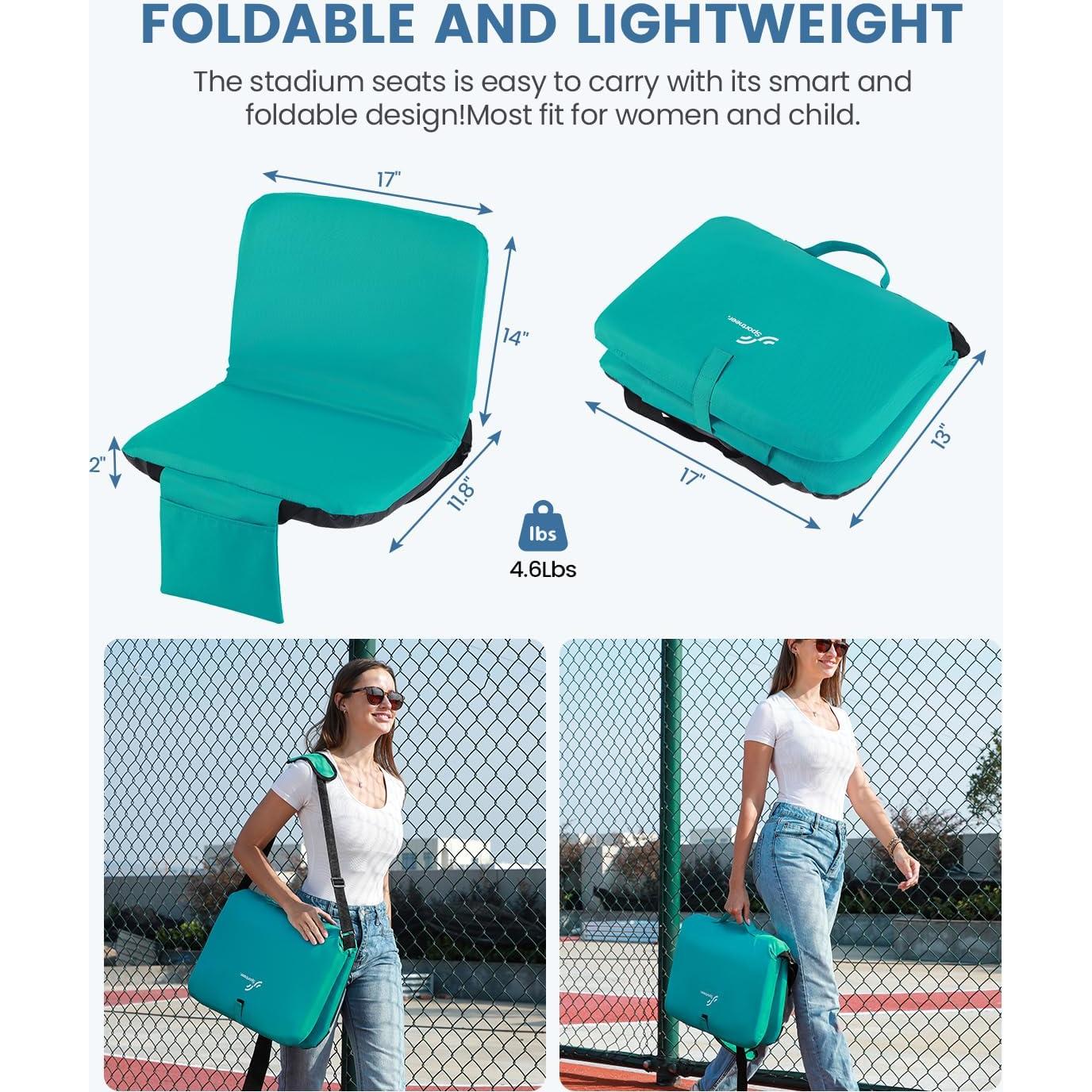 Asiento de Estadio Sportneer Plegable con Respaldo y Cojín