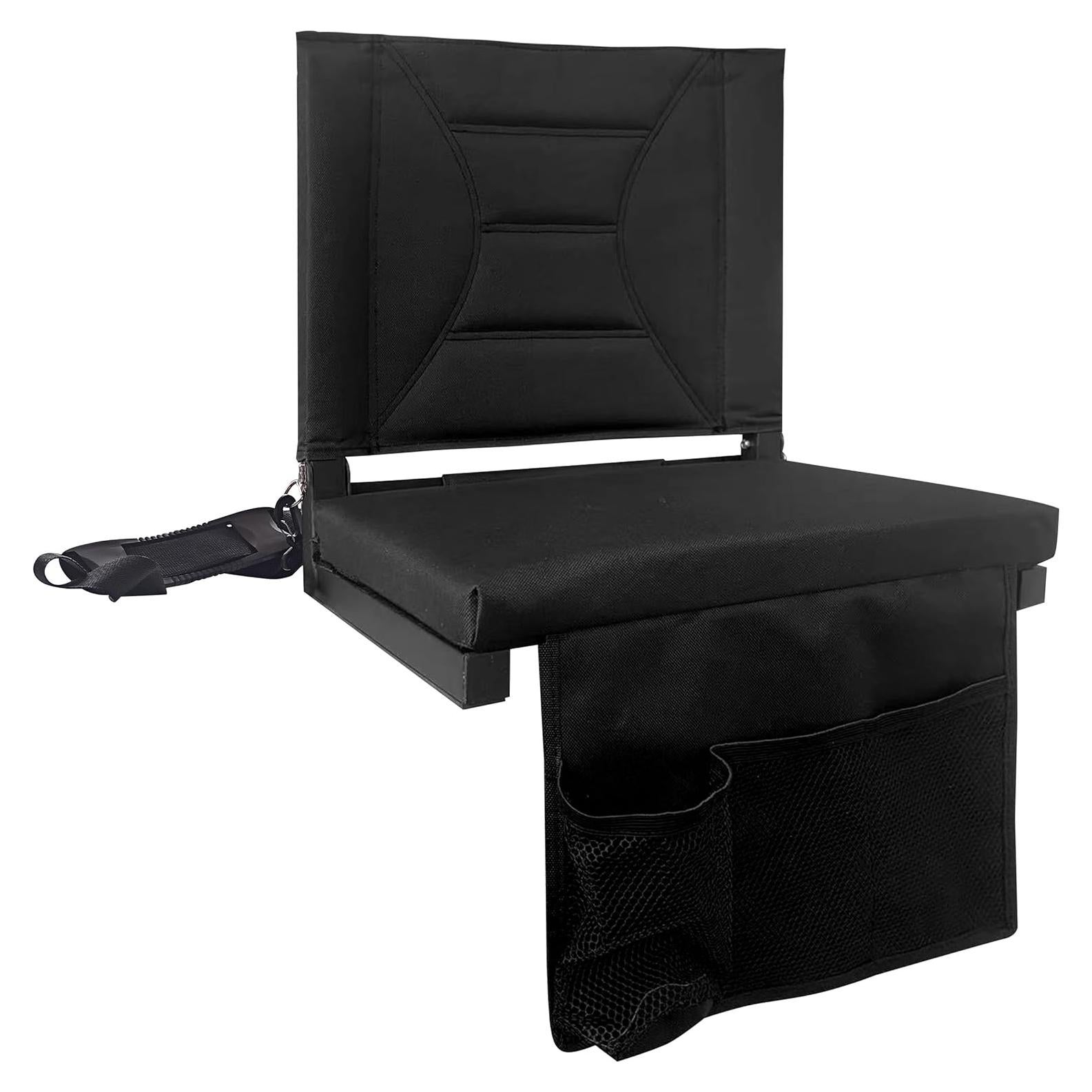 Asiento de Estadio MOIICARE Plegable con Respaldo y Cojín - Negro