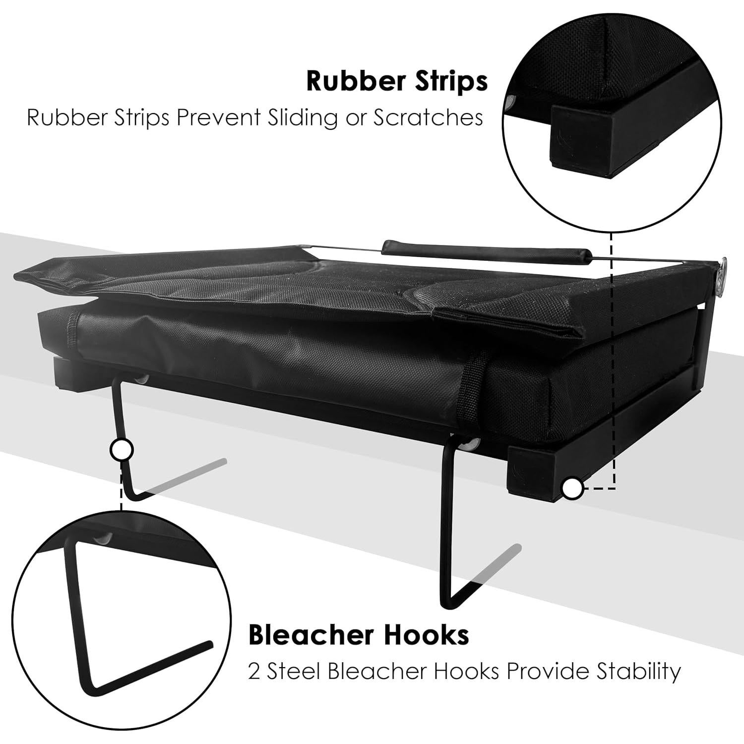 Asiento de Estadio MOIICARE Plegable con Respaldo y Cojín - Negro