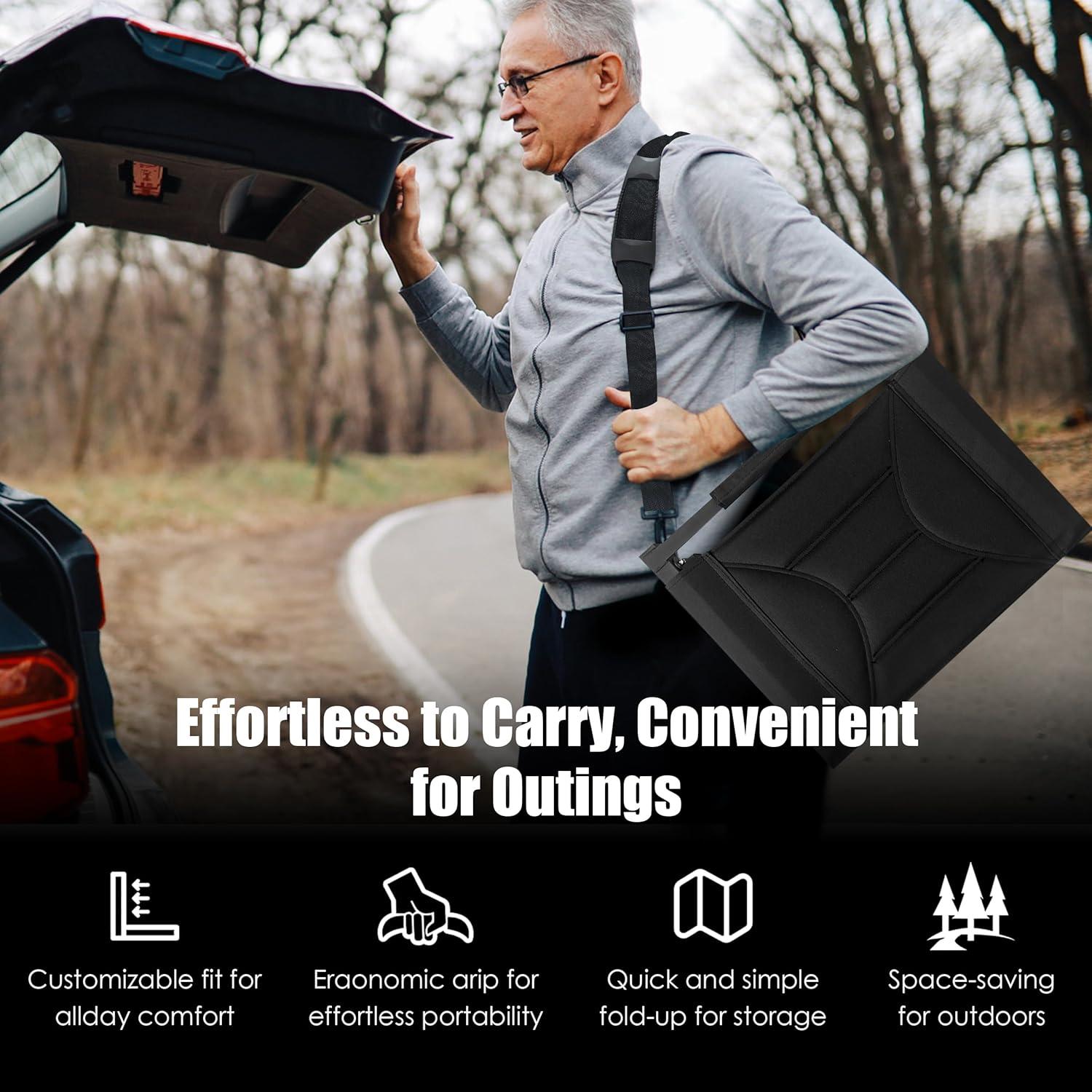 Asiento de Estadio MOIICARE Plegable con Respaldo y Cojín - Negro