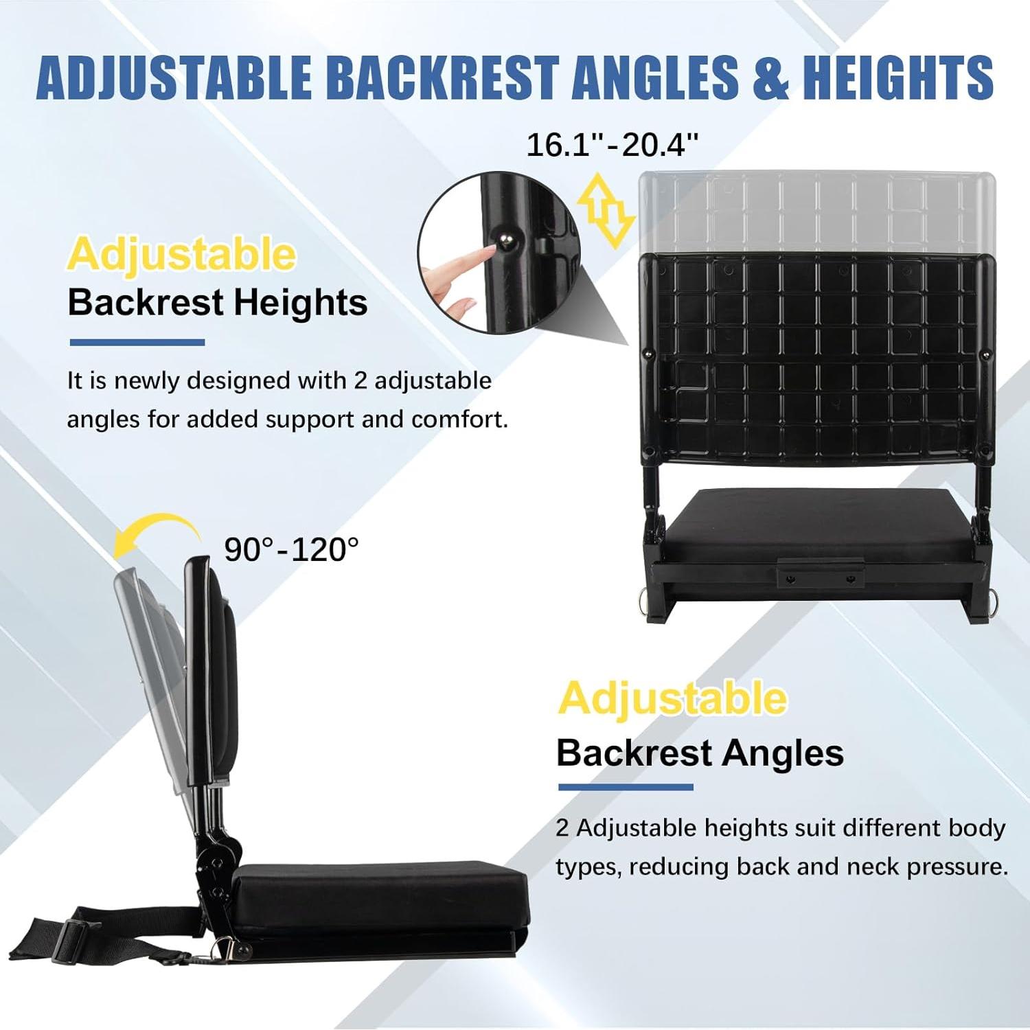 Silla de Estadio Cuipingoo SSC01A Plegable con Respaldo Ajustable
