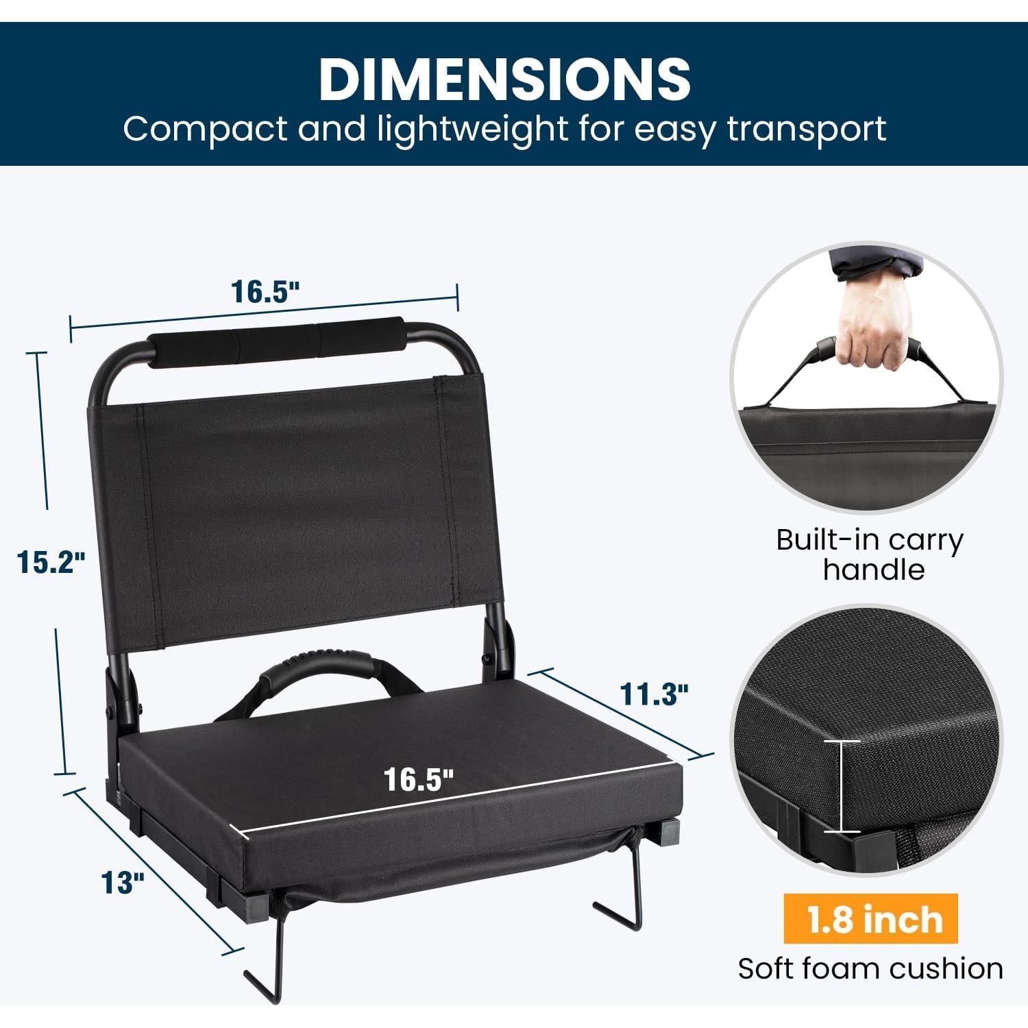 Silla de Estadio Portátil Maeytau MY-BleST-BLK con Respaldo