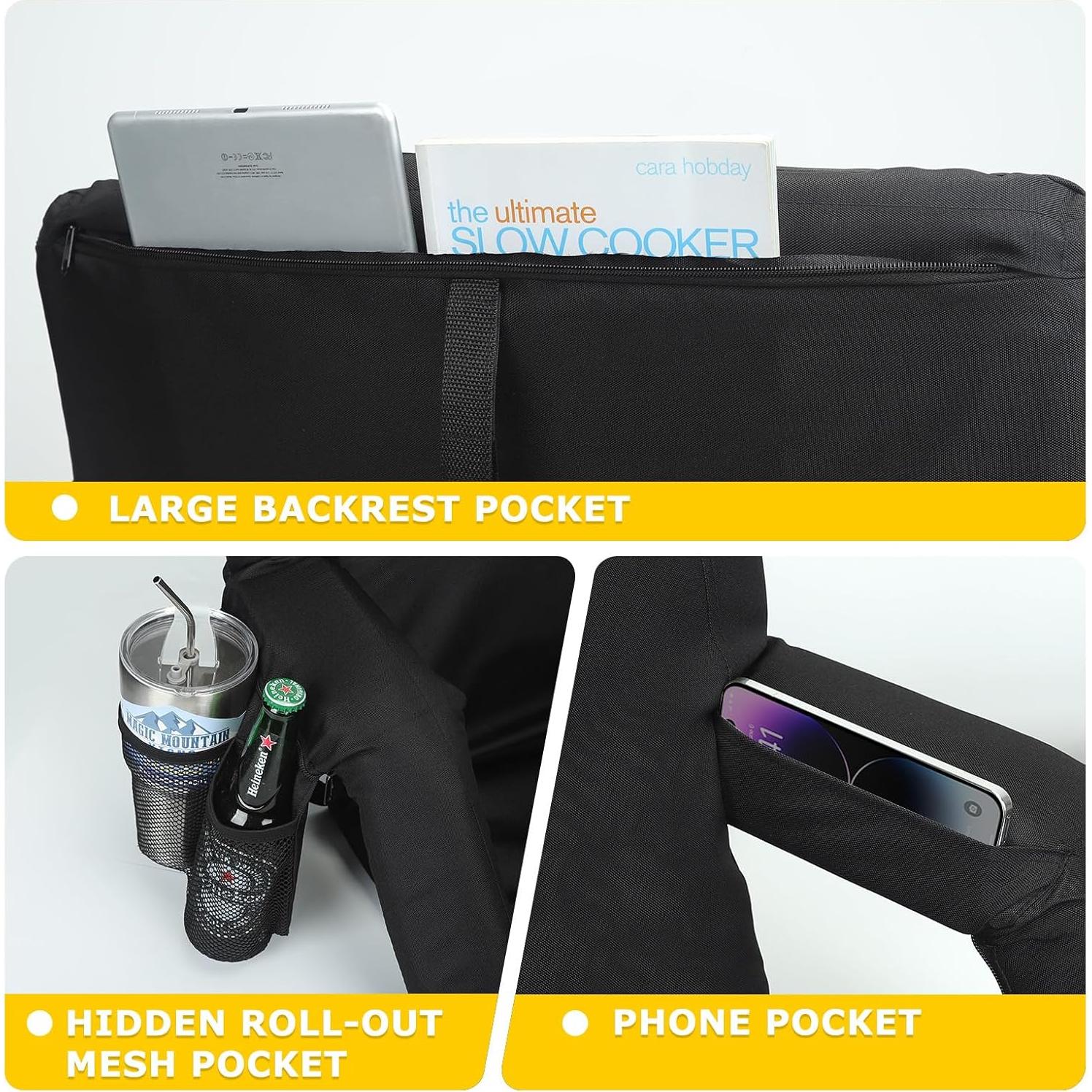 XGEAR Bleacher Chairs with Back and Cushion Extra Thick Padded Cushion Chair Back and Armrest Support， Water Resistant and Lightweight Stadium Chair, 6 Reclining Positions Adjustable