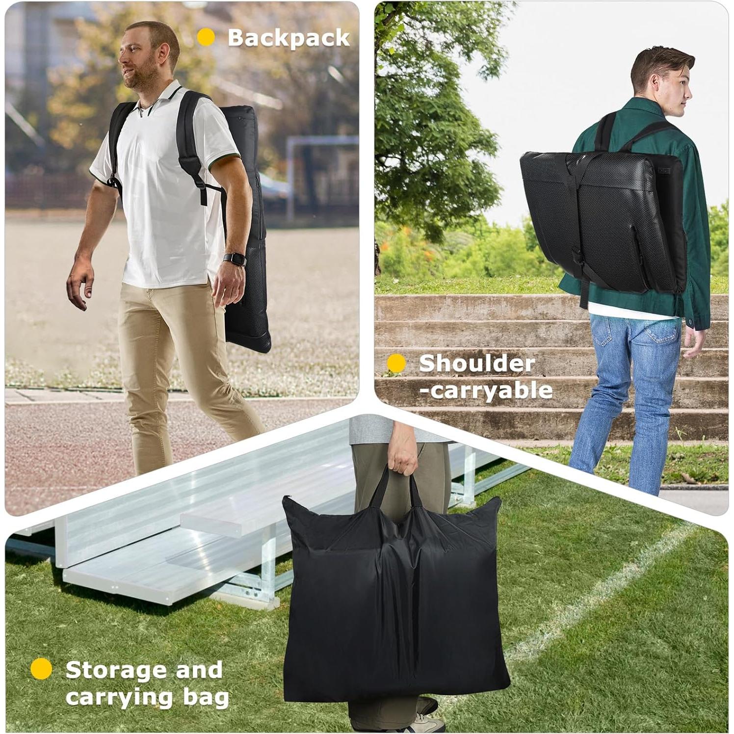 XGEAR Bleacher Chairs with Back and Cushion Extra Thick Padded Cushion Chair Back and Armrest Support， Water Resistant and Lightweight Stadium Chair, 6 Reclining Positions Adjustable