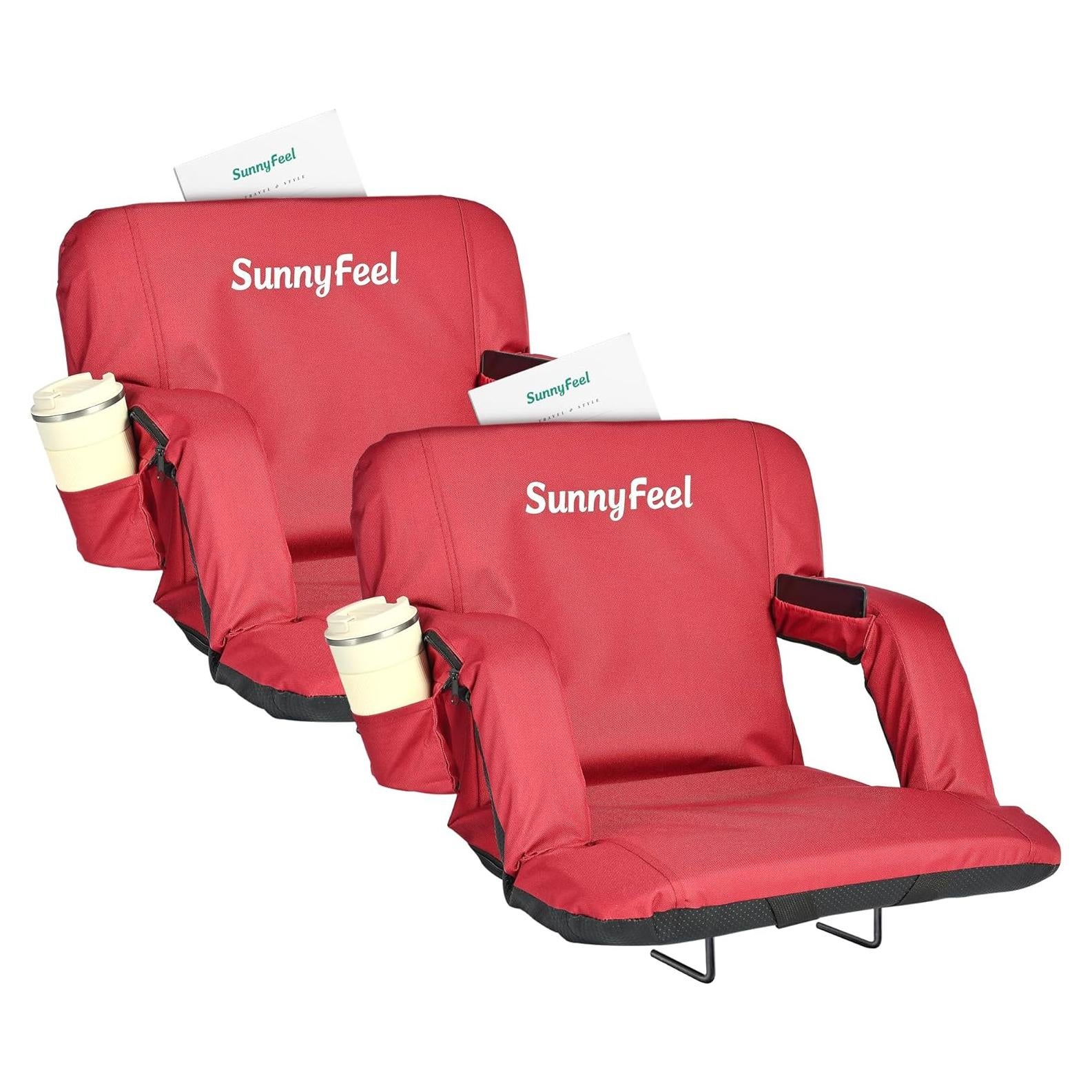 Asientos de Estadio SUNNYFEEL con Cojín y Respaldo 54 cm Rojo