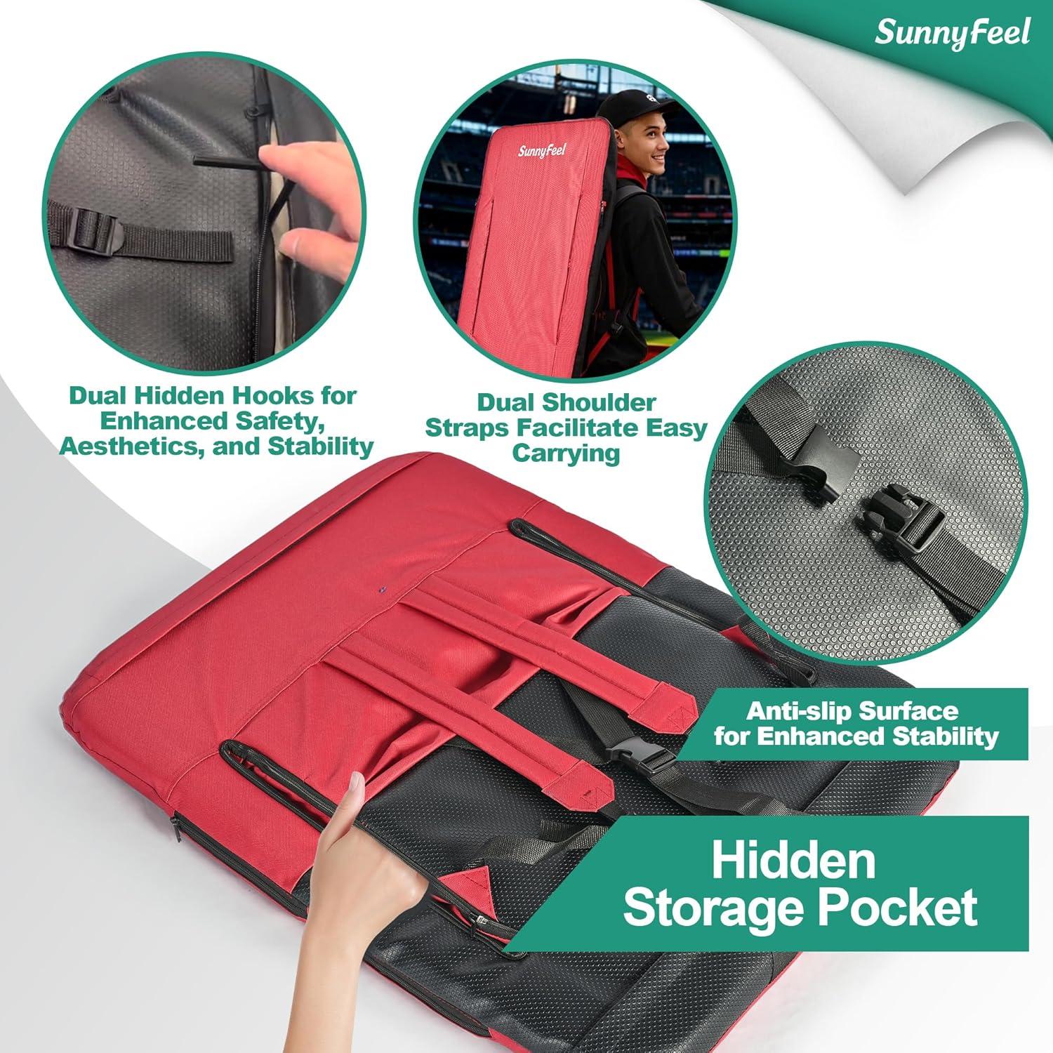 Asientos de Estadio SUNNYFEEL con Cojín y Respaldo 54 cm Rojo